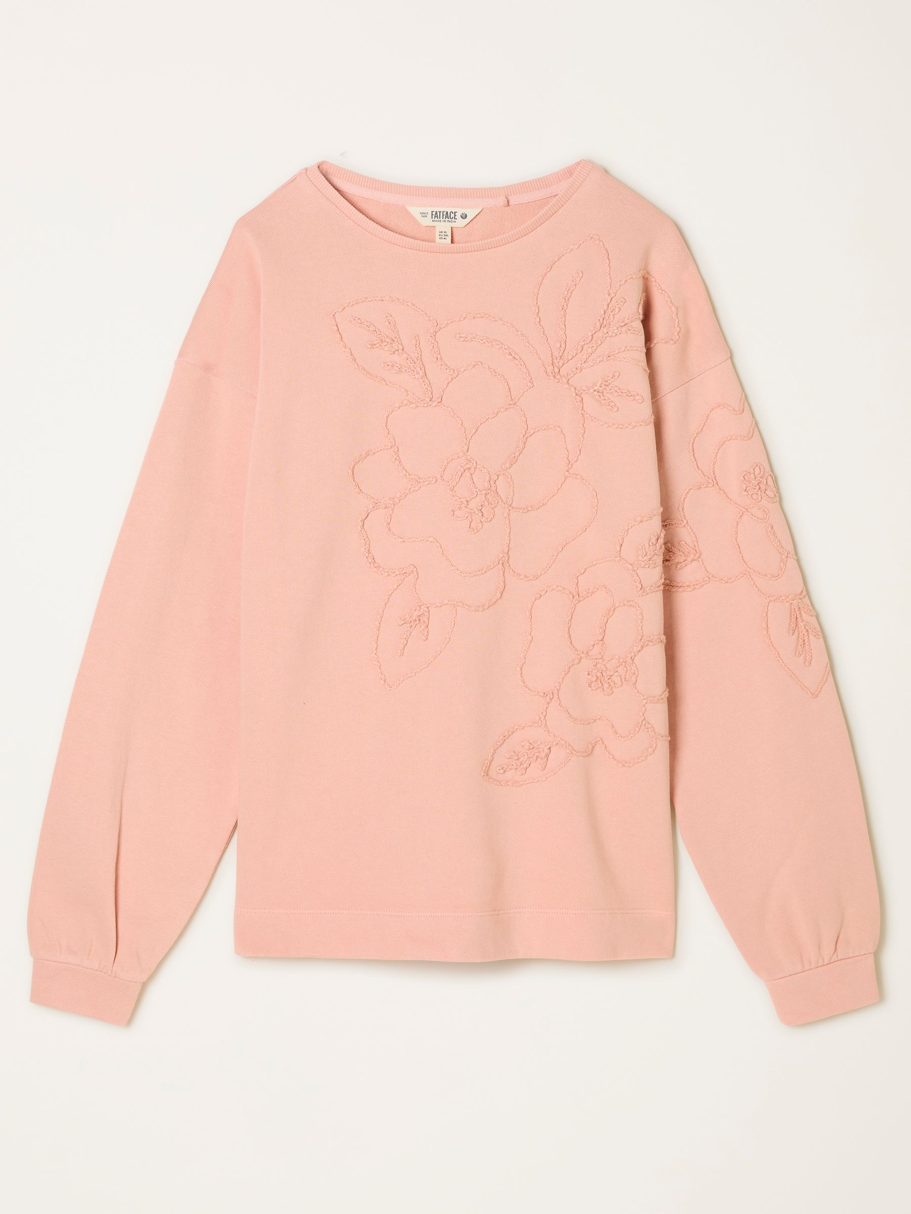 Coral Pink Floral Embroidered Crew Sweat - Image 6 of 6