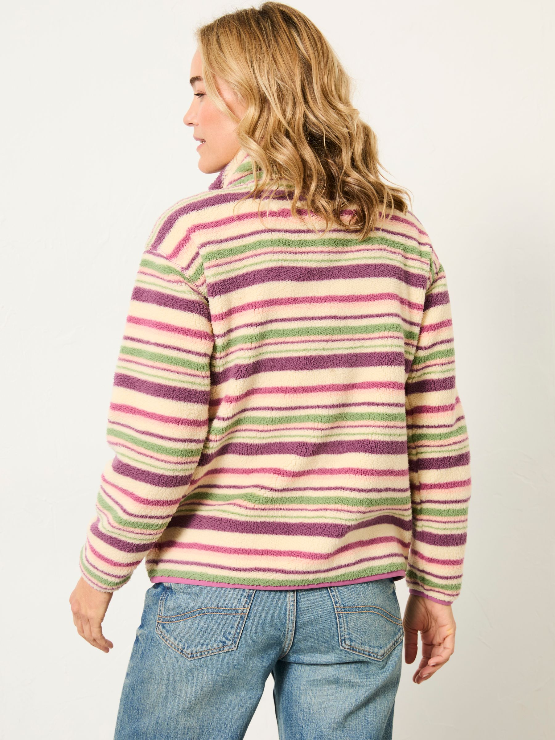Libby Purple Stripe Zip Through Fleece - Image 2 of 5 Libby Purple Stripe Zip Through Fleece - Image 2 of 5