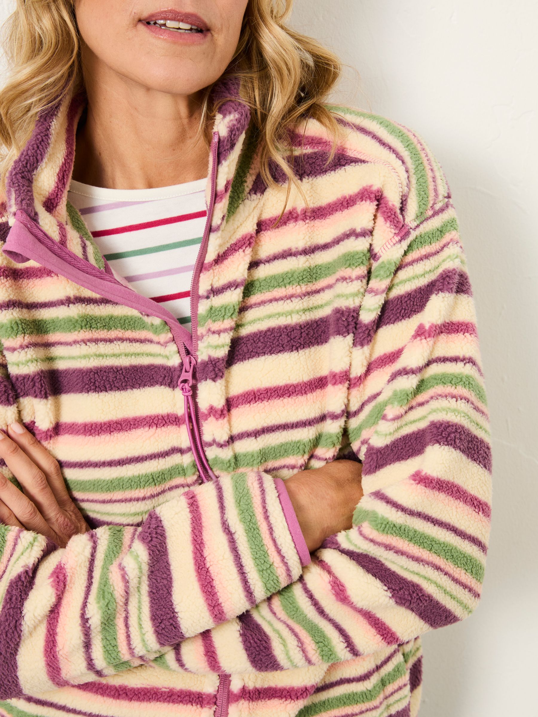 Libby Purple Stripe Zip Through Fleece - Image 3 of 5