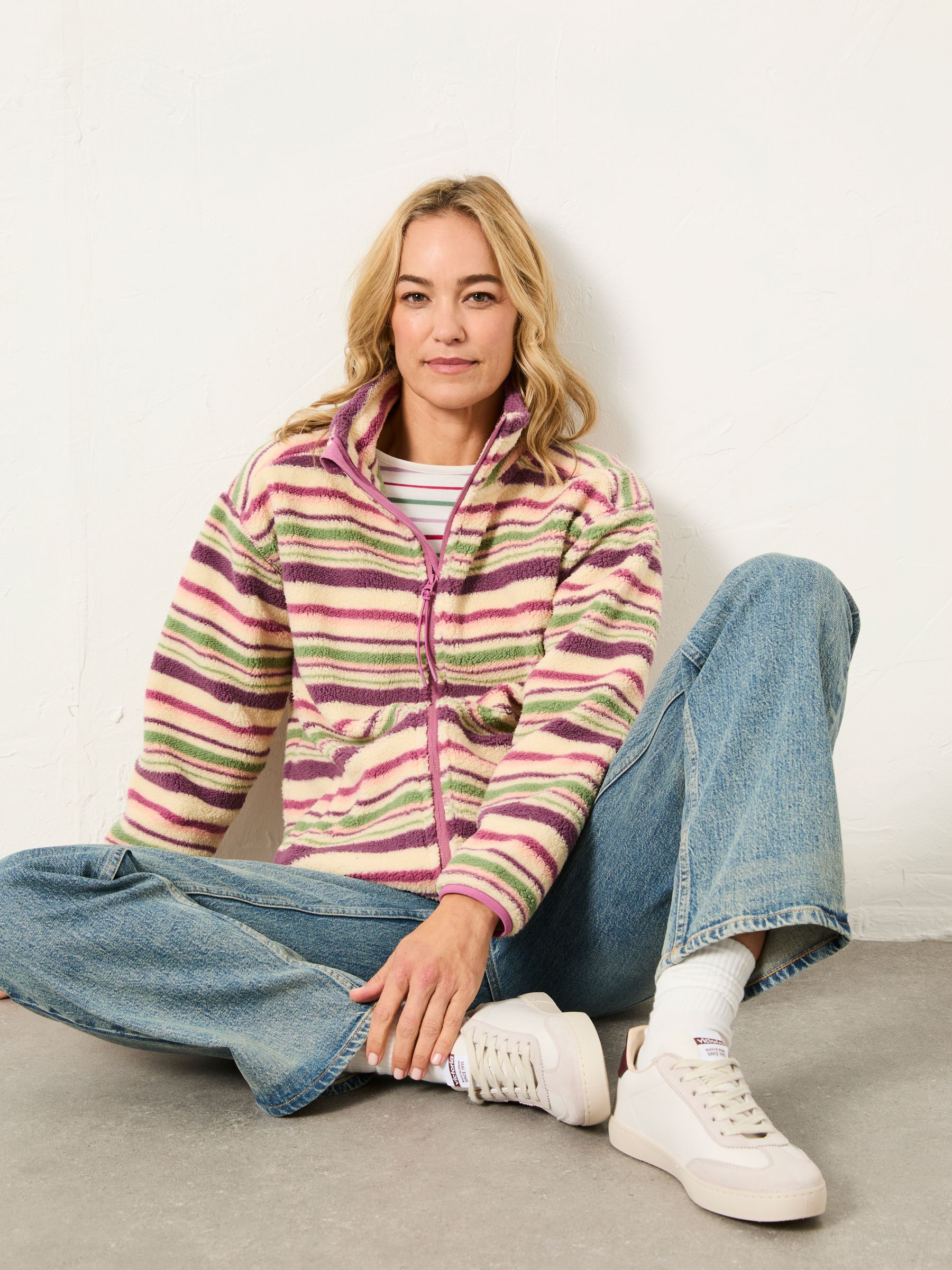 Libby Purple Stripe Zip Through Fleece - Image 4 of 5