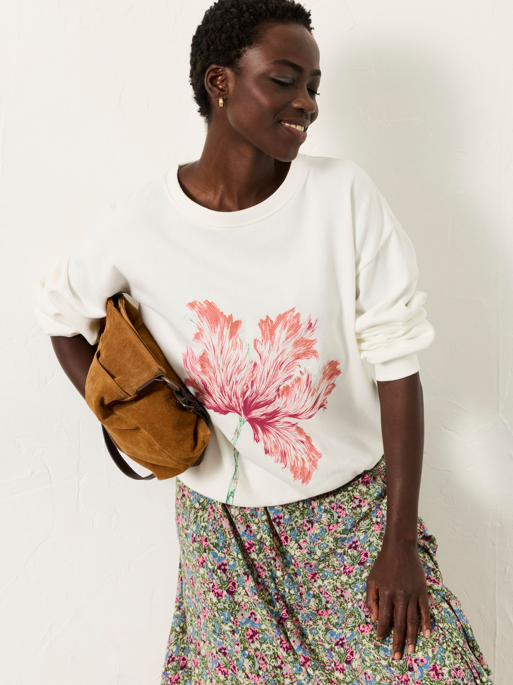 Alex Ivory Painterly Floral Crew Sweat - Image 1 of 5