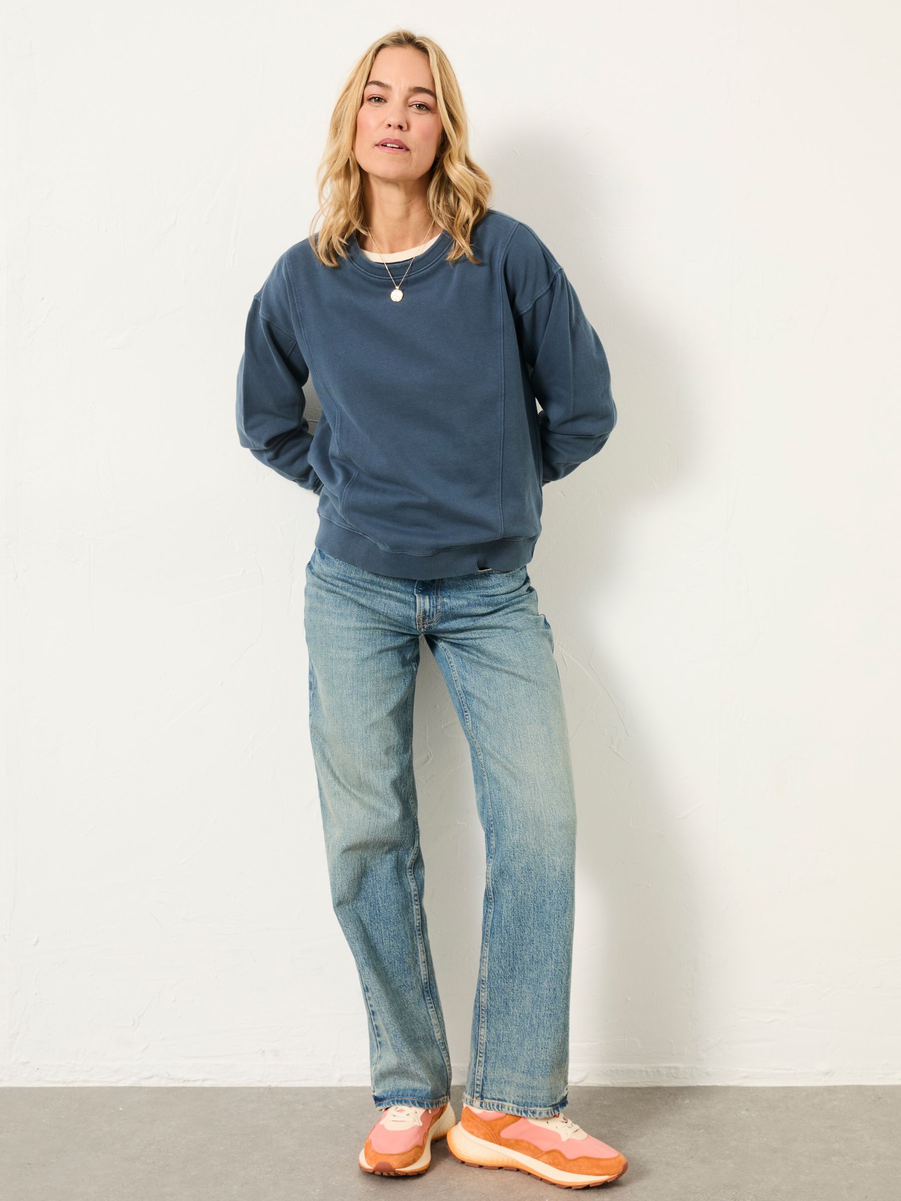 Sienna Indigo Blue Seam Detail Crew Sweat - Image 3 of 6