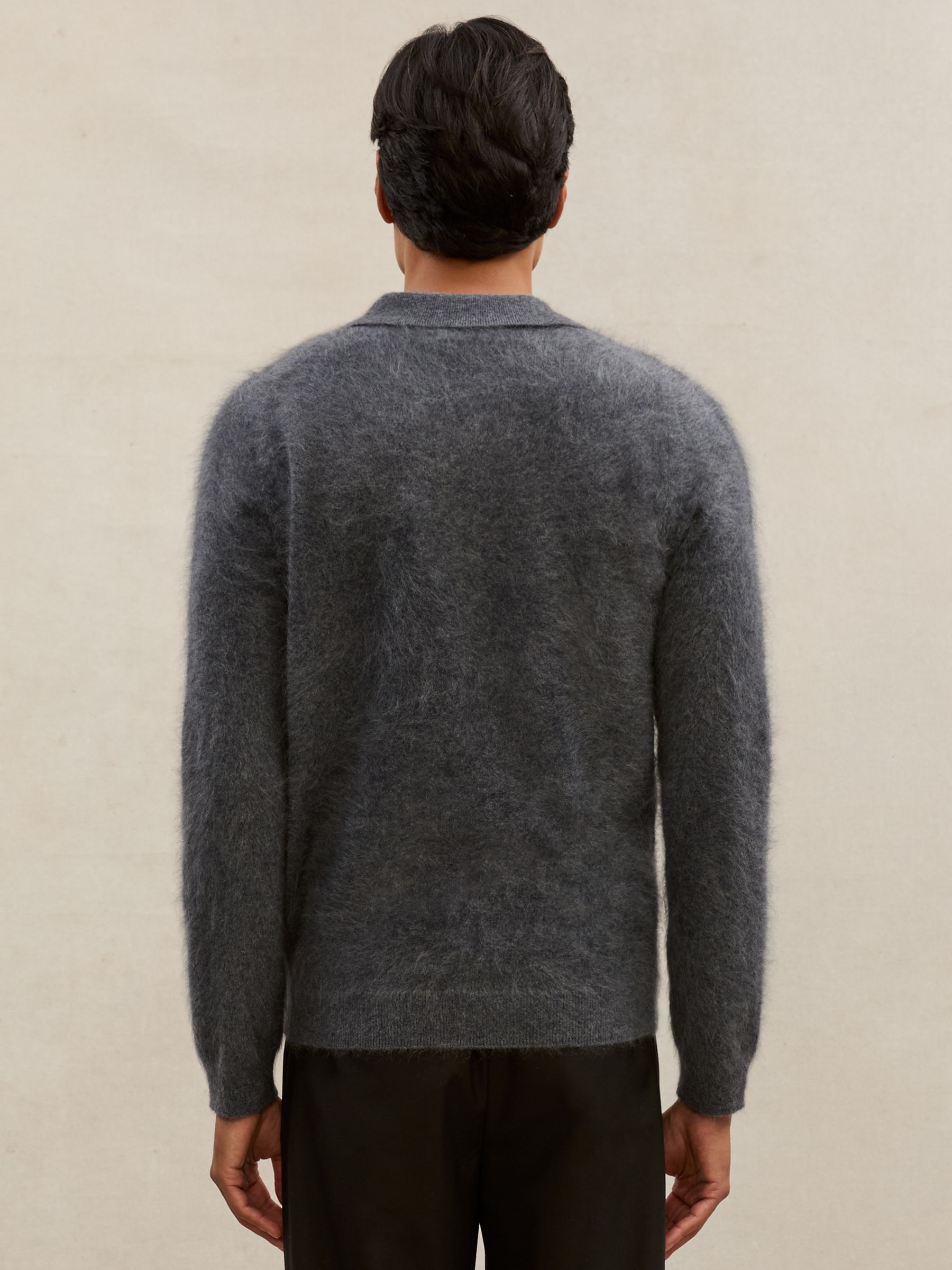 Atelier Brushed-Cashmere Polo Jumper in Mid Grey - image 5