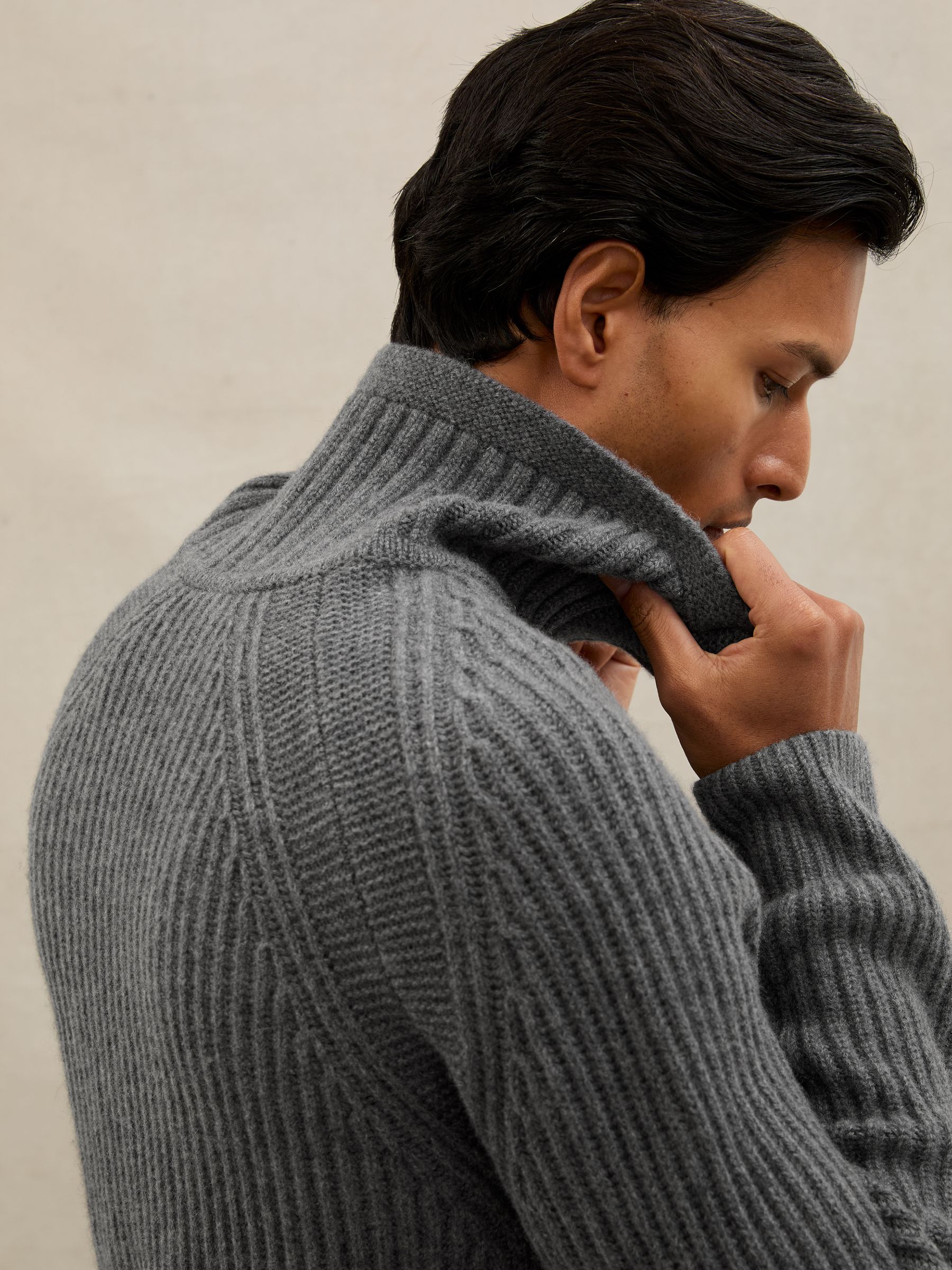 Atelier 100% Cashmere Half-Zip Jumper in Mid Grey - image 4