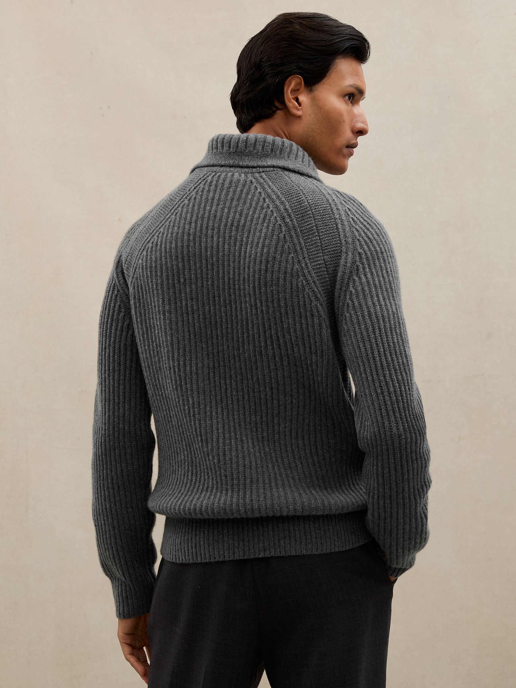 Atelier 100% Cashmere Half-Zip Jumper in Mid Grey - image 5