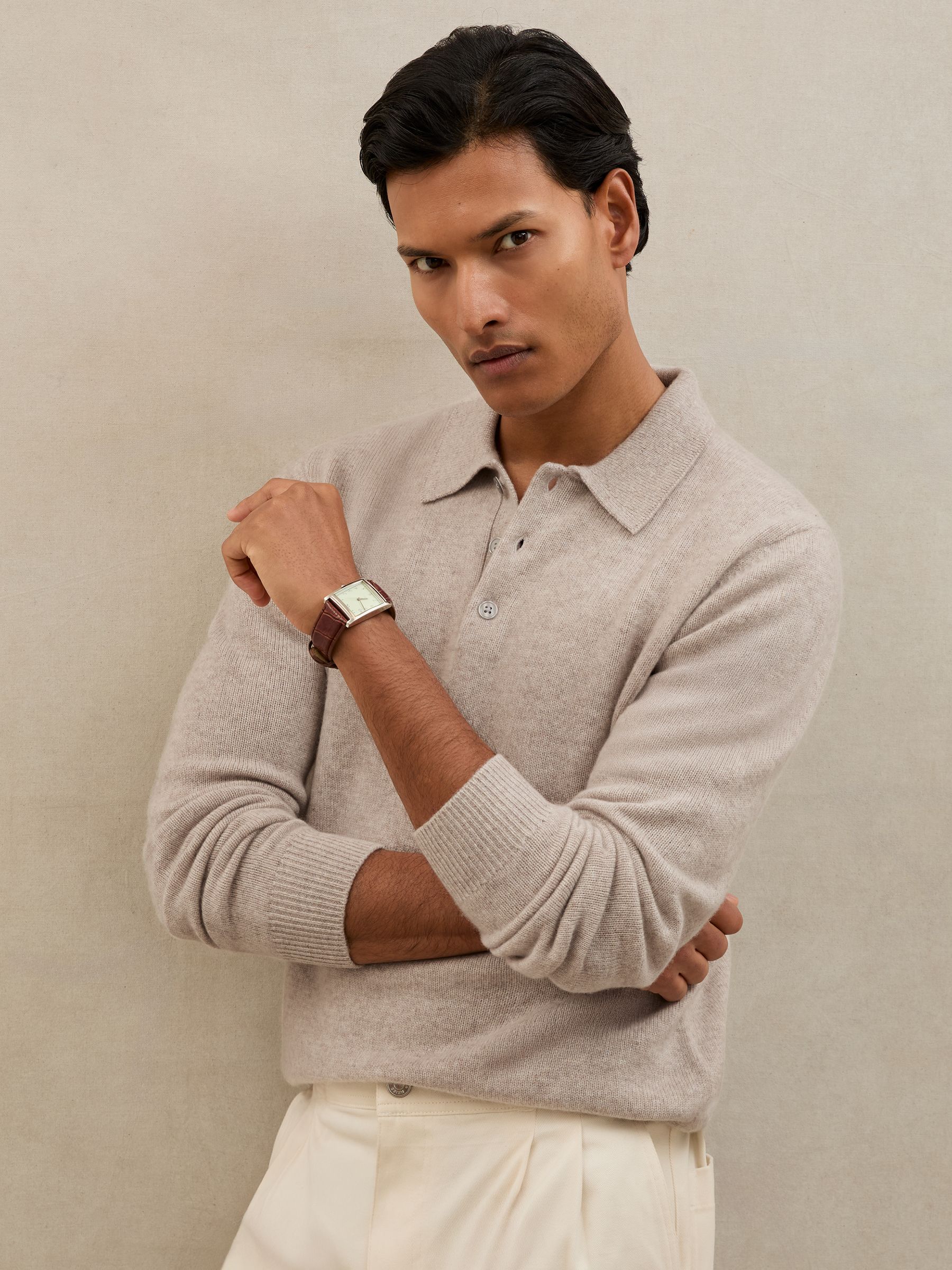 Polo Shirt in Oatmeal - Image 1 of 6