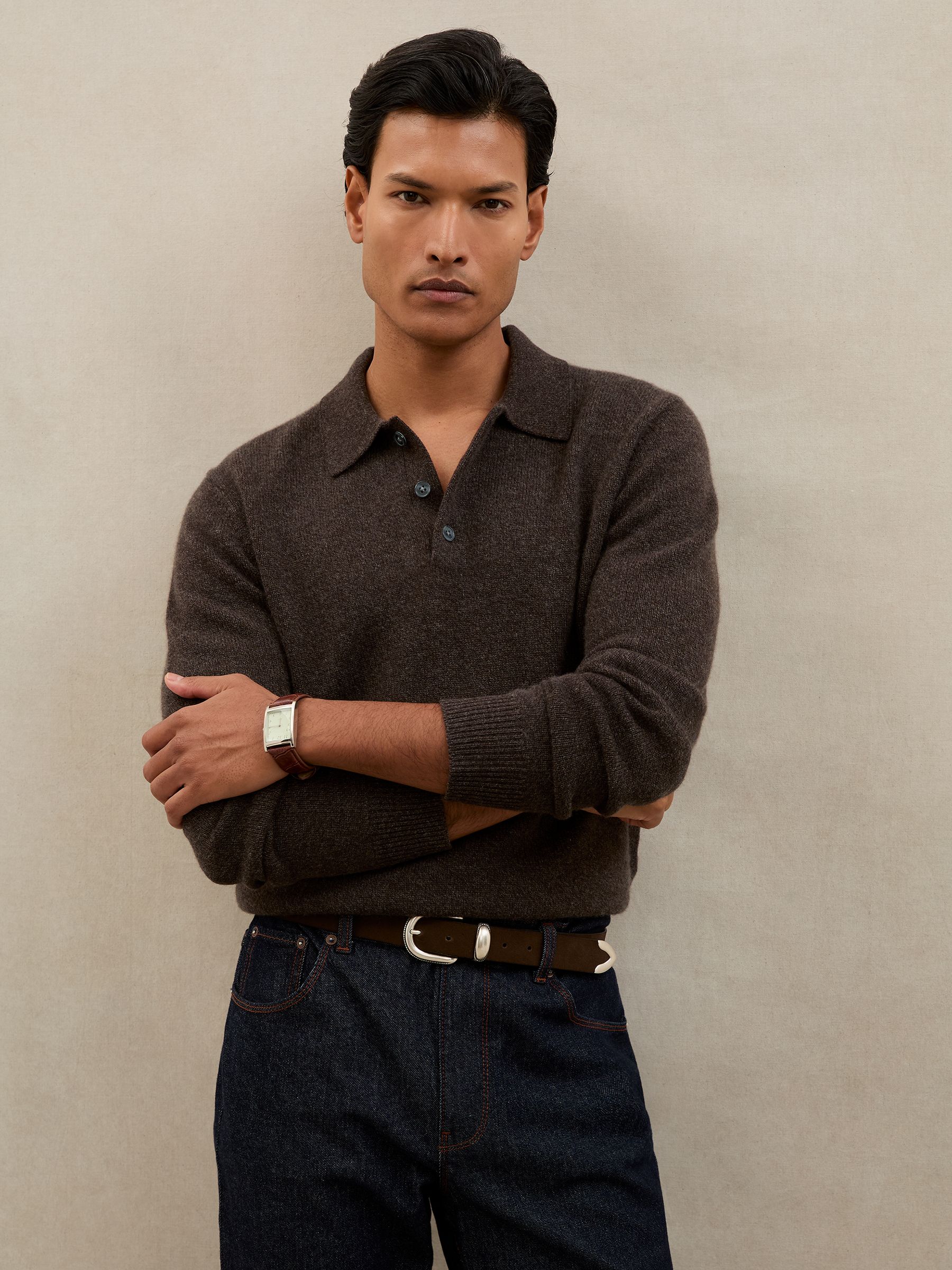 Polo Shirt in Chocolate Brown - Image 3 of 6