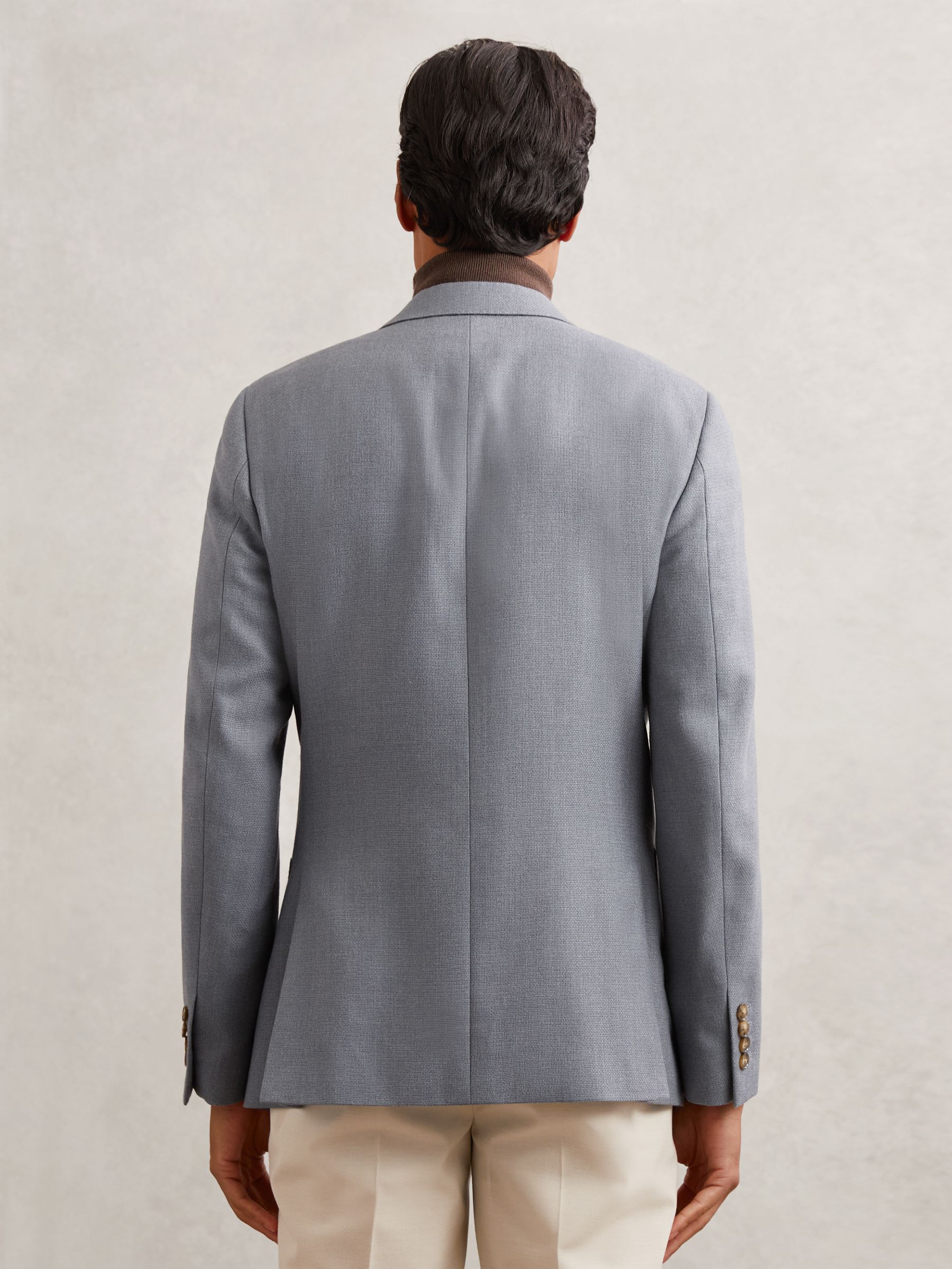 Tailored-Fit Double-Breasted Blazer Wool-Blend in Airforce Blue - Image 9 of 11