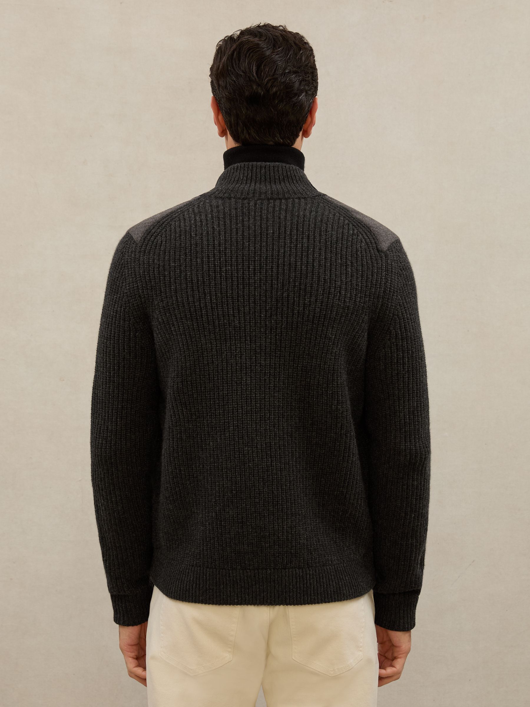 Atelier Quilted Cashmere Zip Jacket in Charcoal Grey - Image 7 of 9