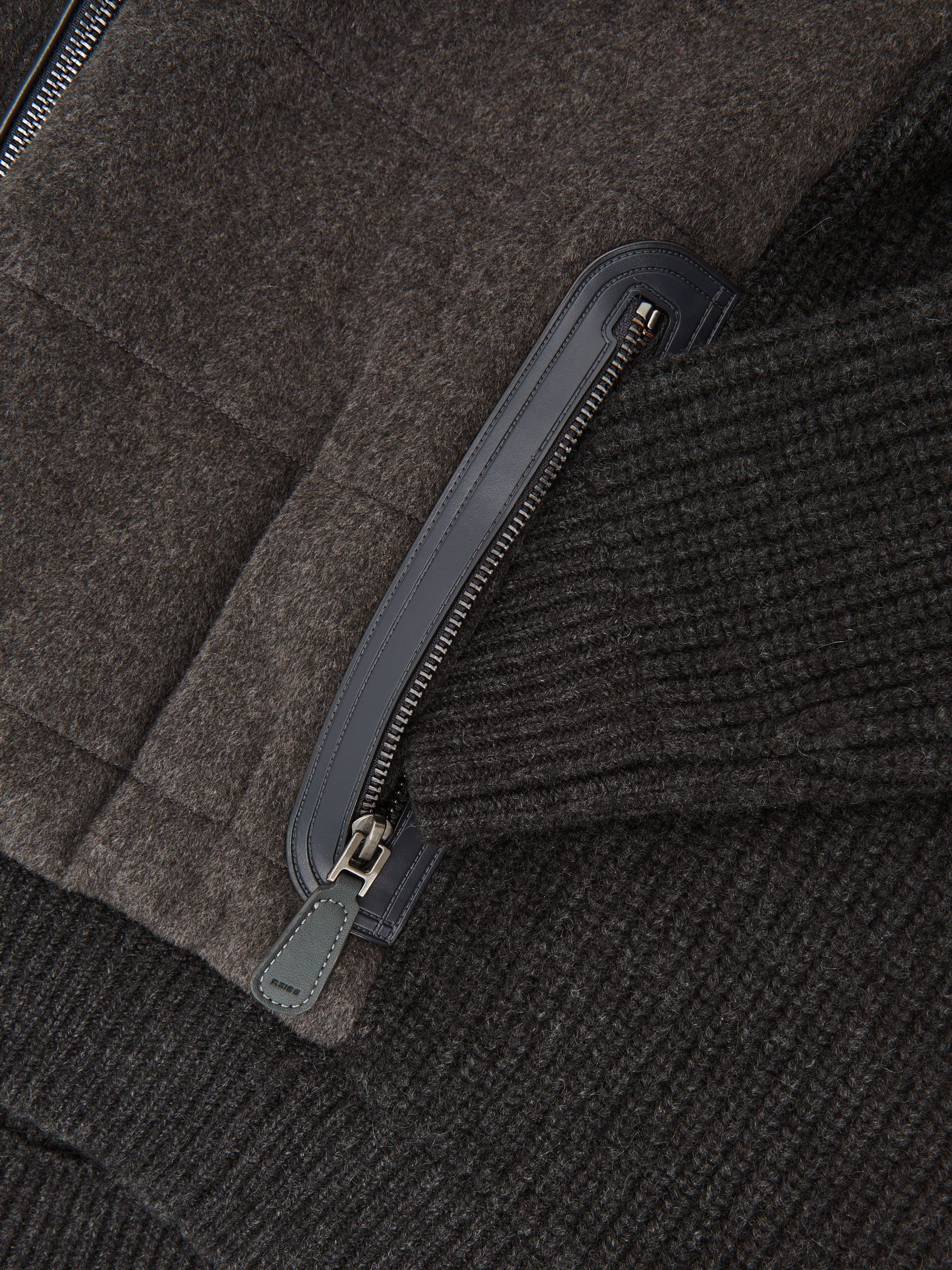 Atelier Quilted Cashmere Zip Jacket in Charcoal Grey - Image 9 of 9