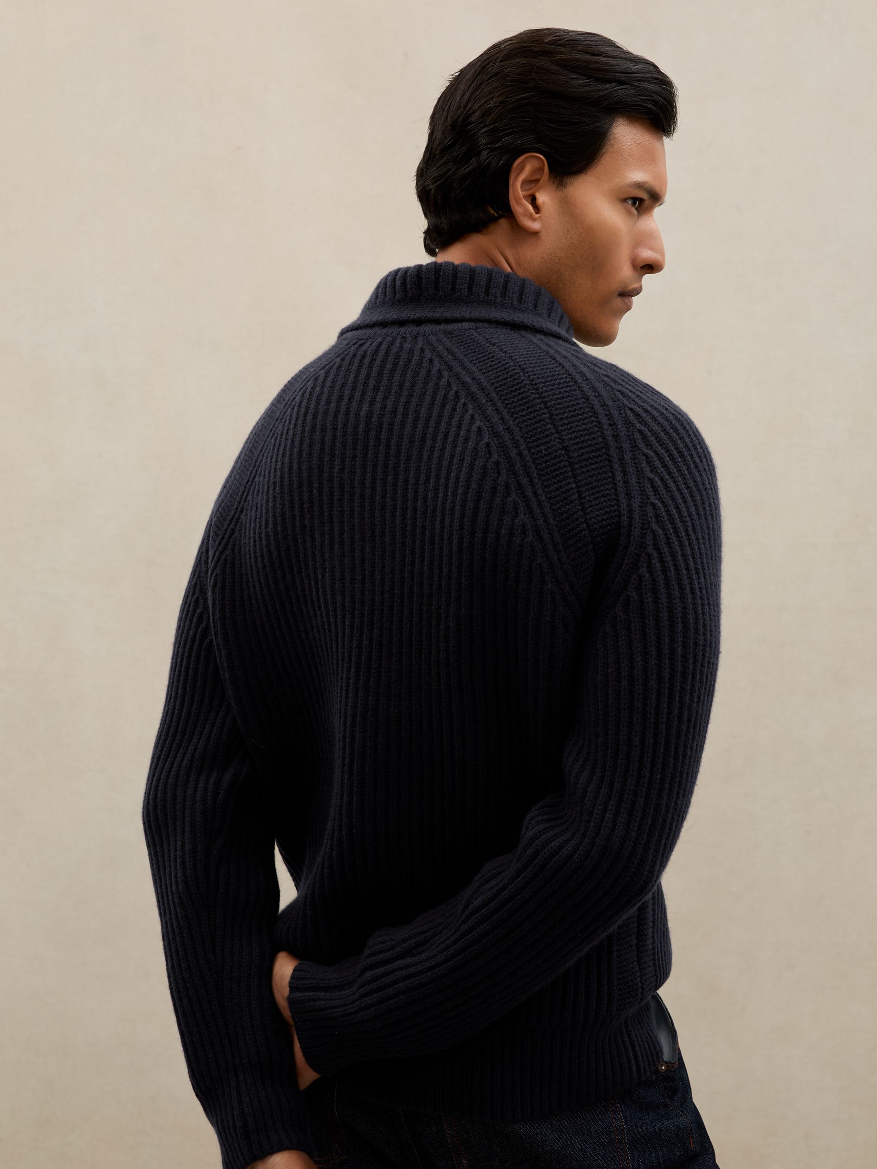 Atelier 100% Cashmere Half-Zip Jumper in Navy - image 5