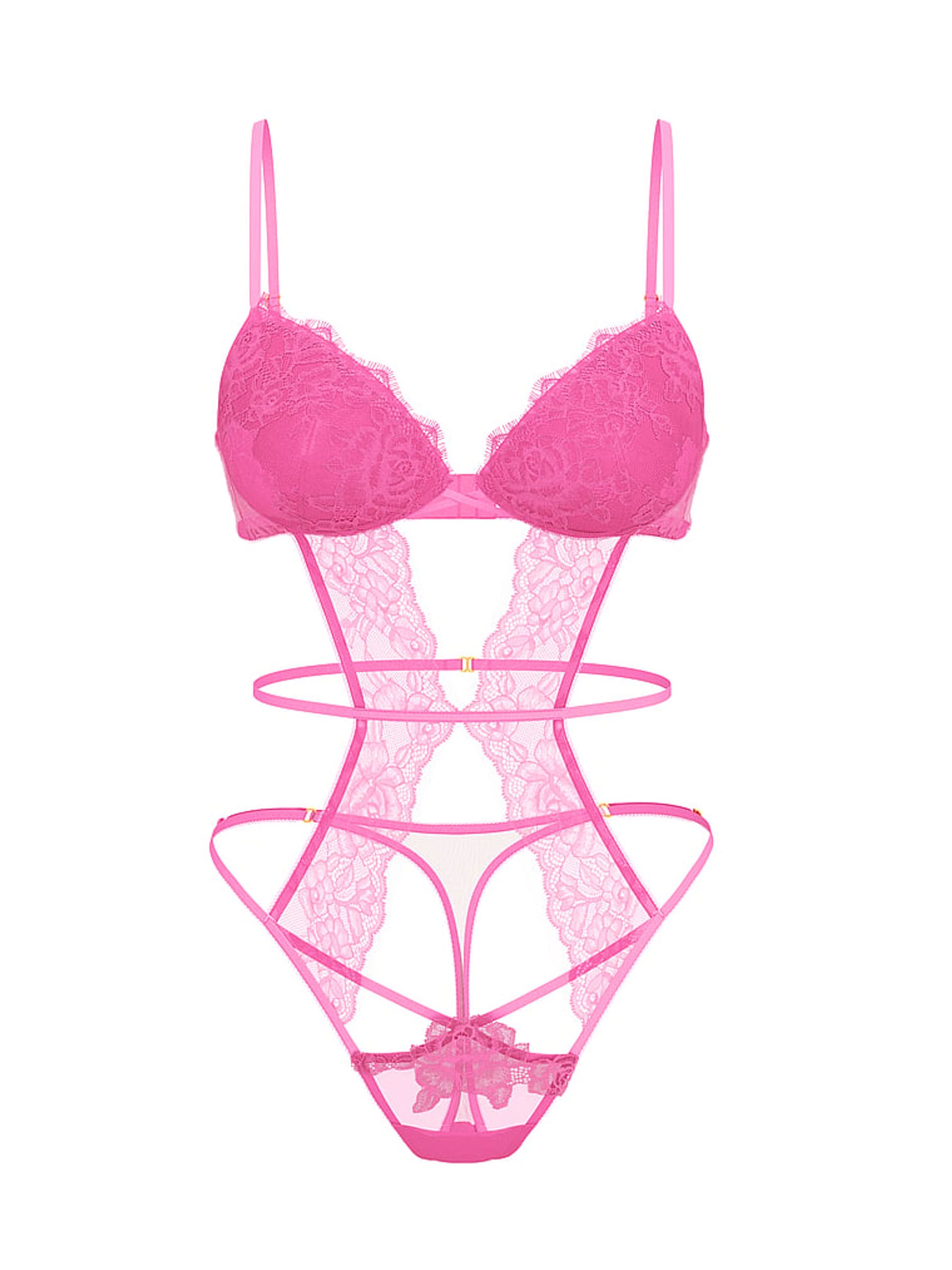 Ultra Pink Rose Lace Lightly Lined Bodysuit - Image 3 of 3