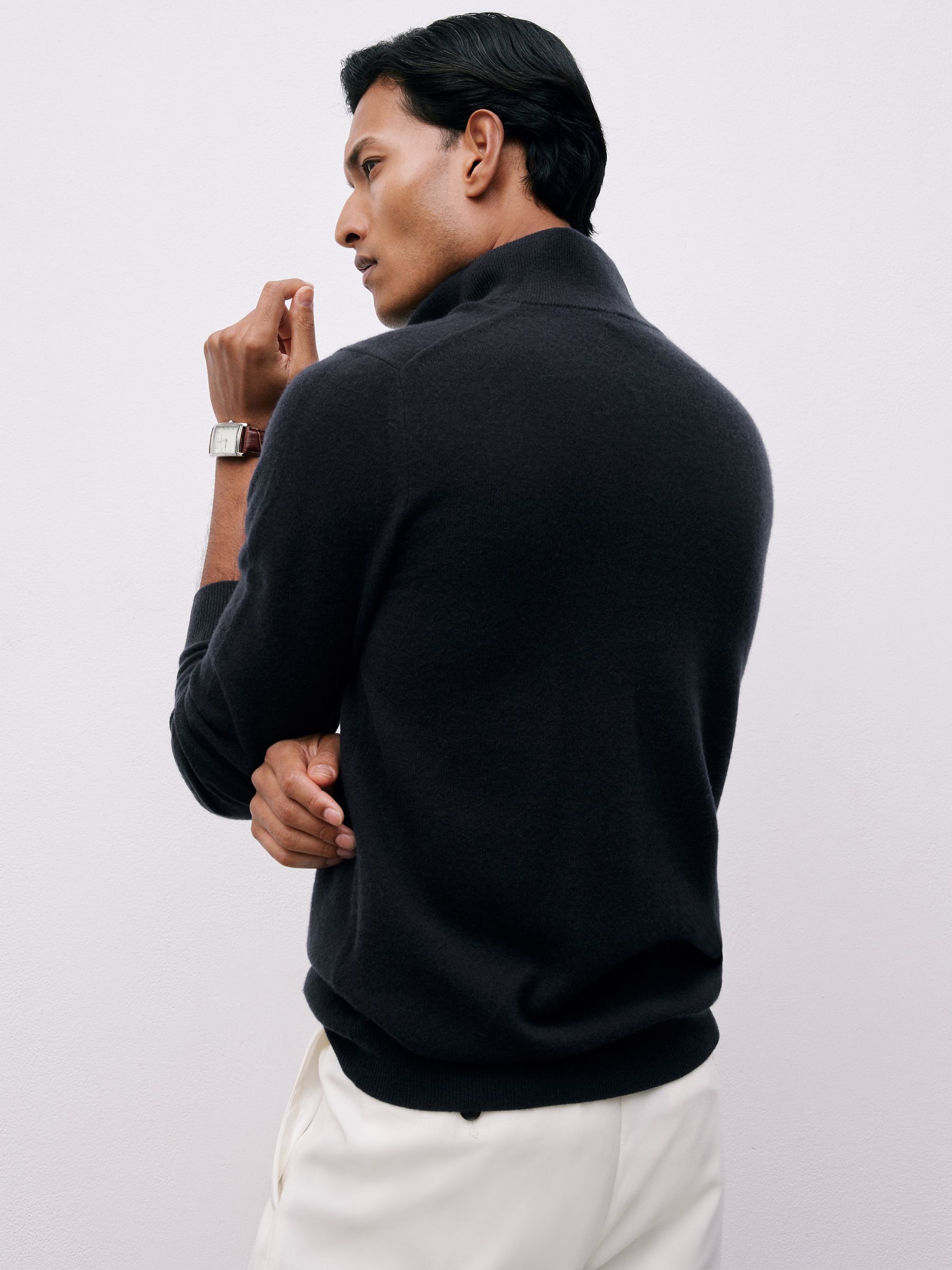 Atelier 100% Cashmere Half-Zip Jumper in Navy - image 3
