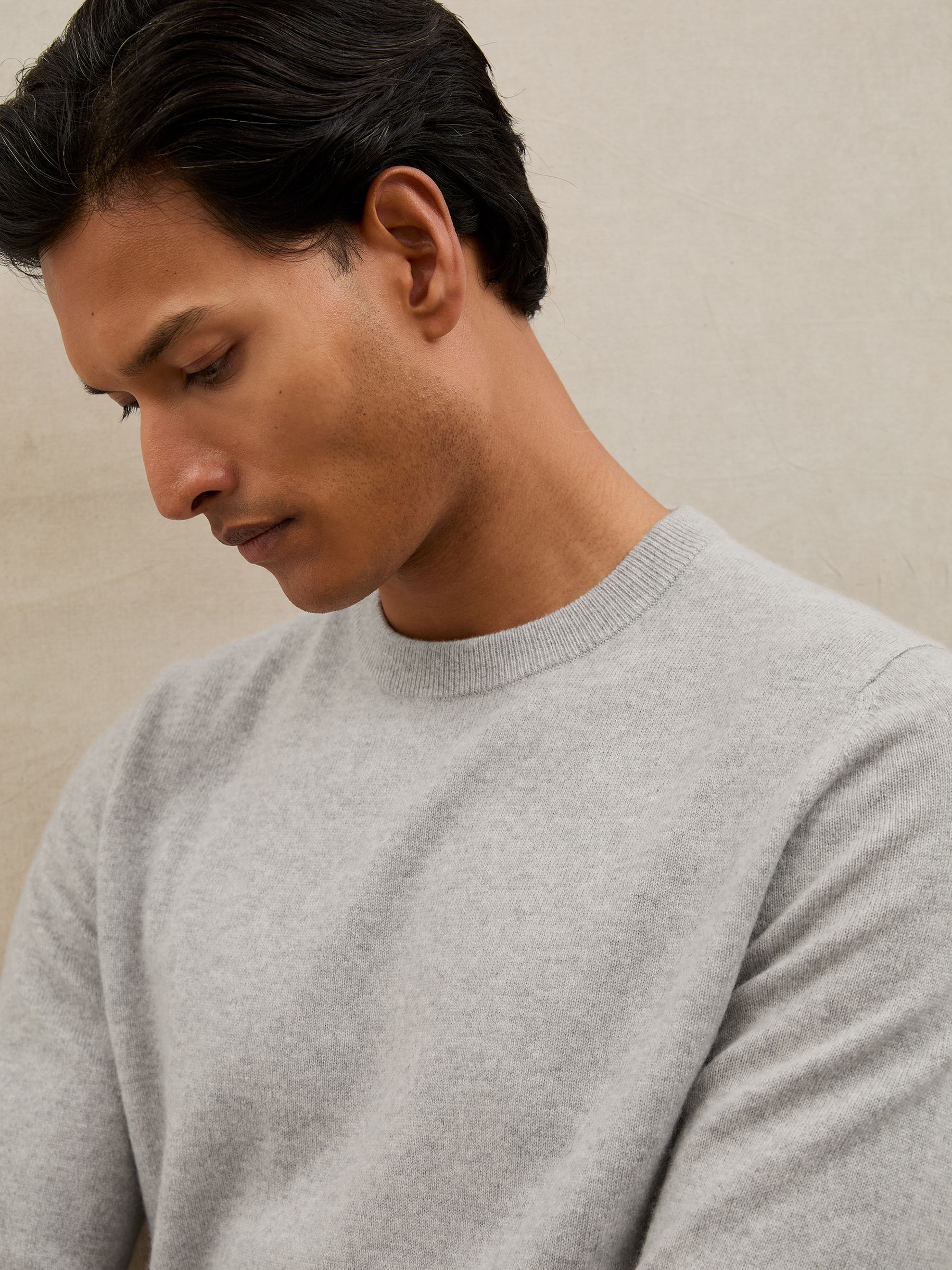 Atelier 100% Cashmere Crew-Neck Jumper in Soft Grey Melange - image 4