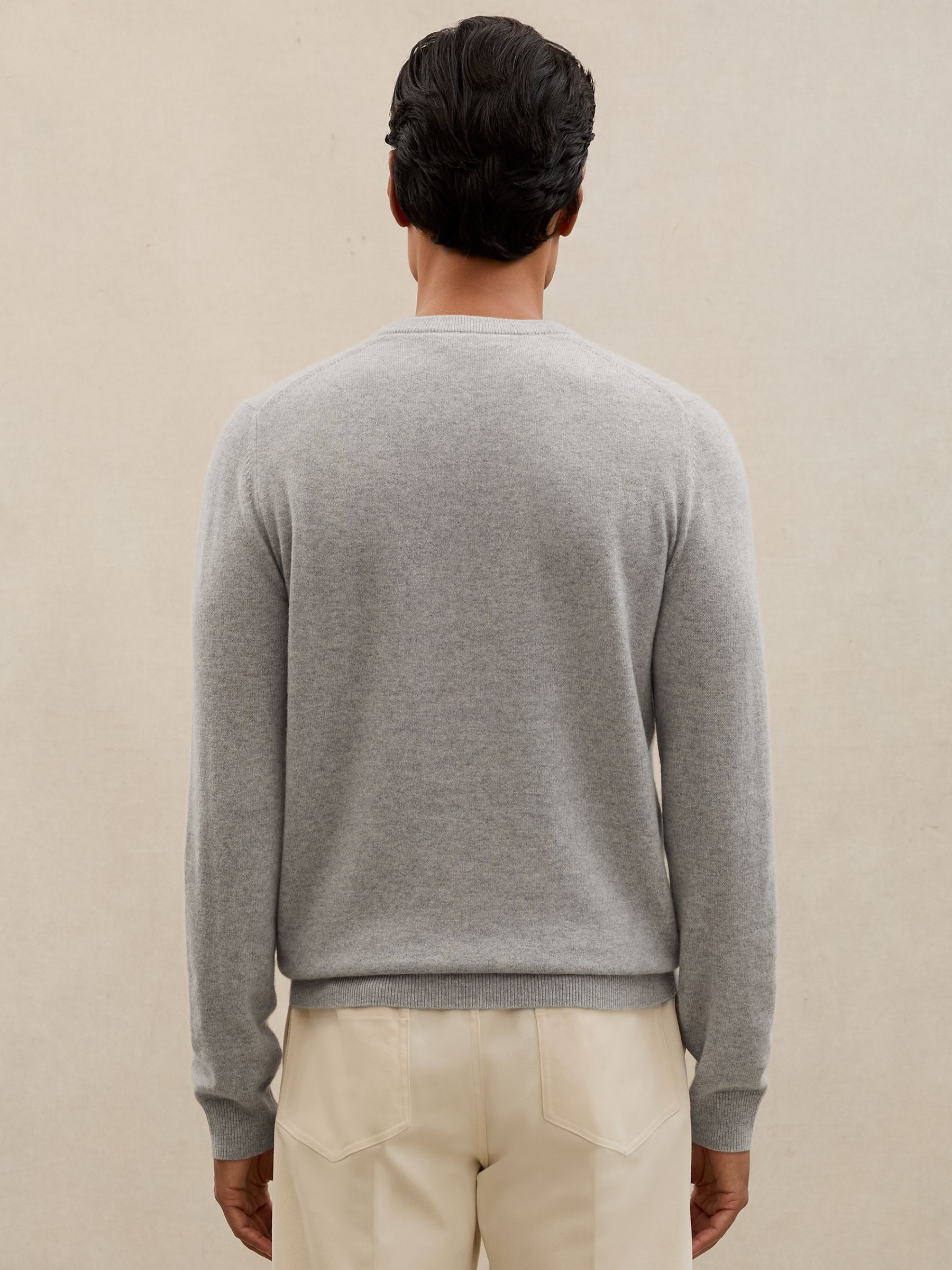 Atelier 100% Cashmere Crew-Neck Jumper in Soft Grey Melange - image 5
