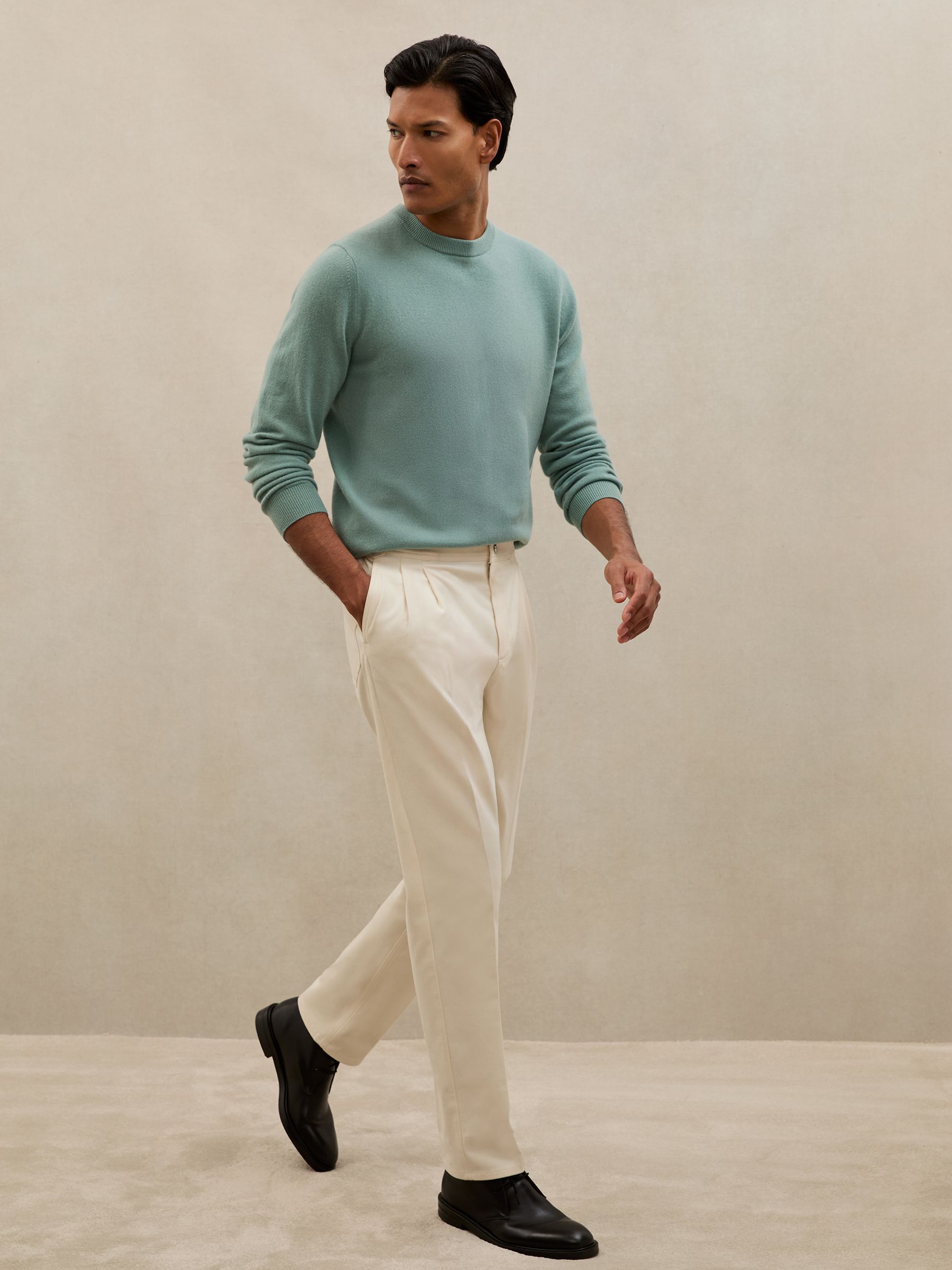 Atelier 100% Cashmere Crew-Neck Jumper in Teal Green - image 3