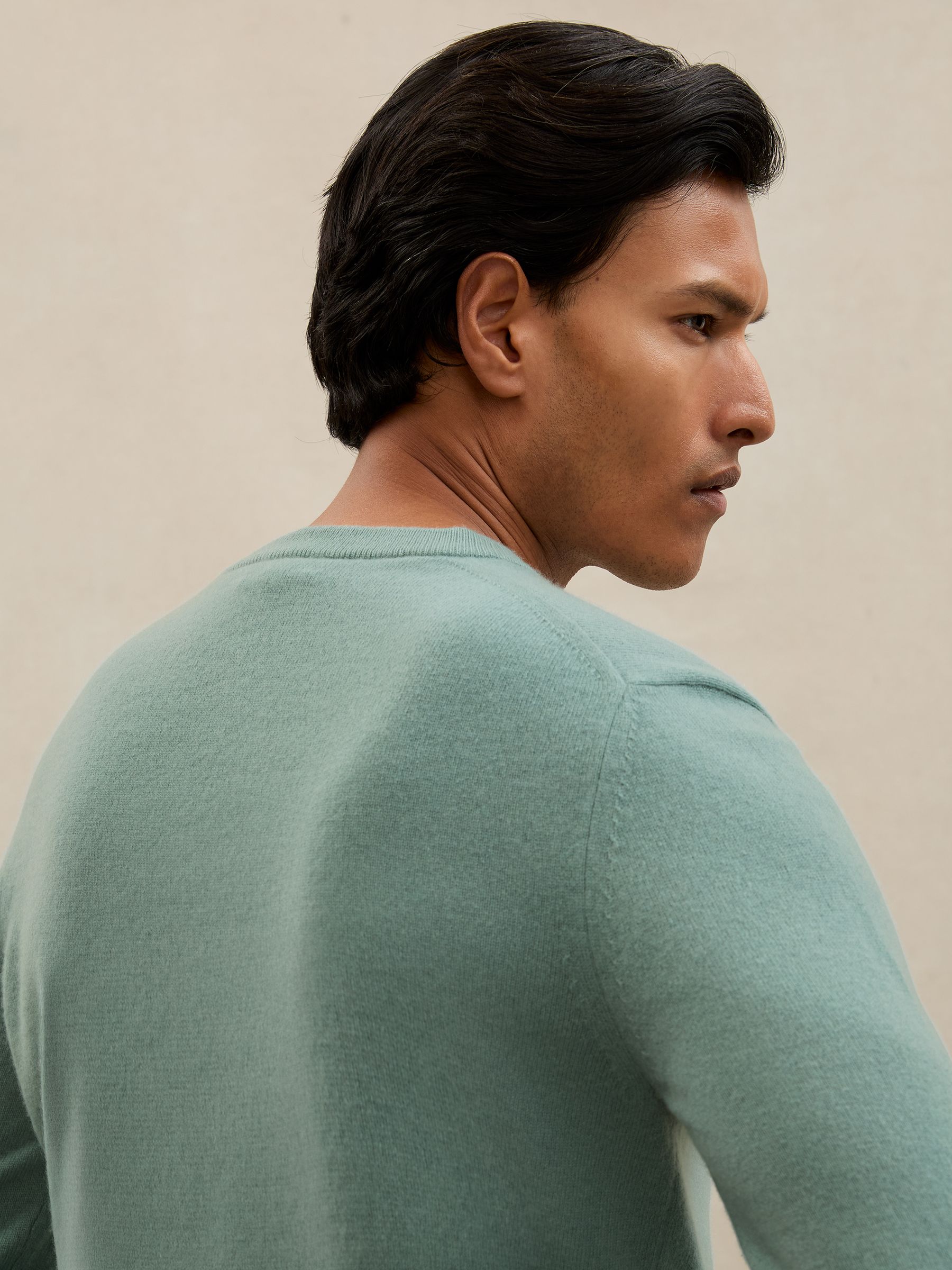 Atelier 100% Cashmere Crew-Neck Jumper in Teal Green - image 4