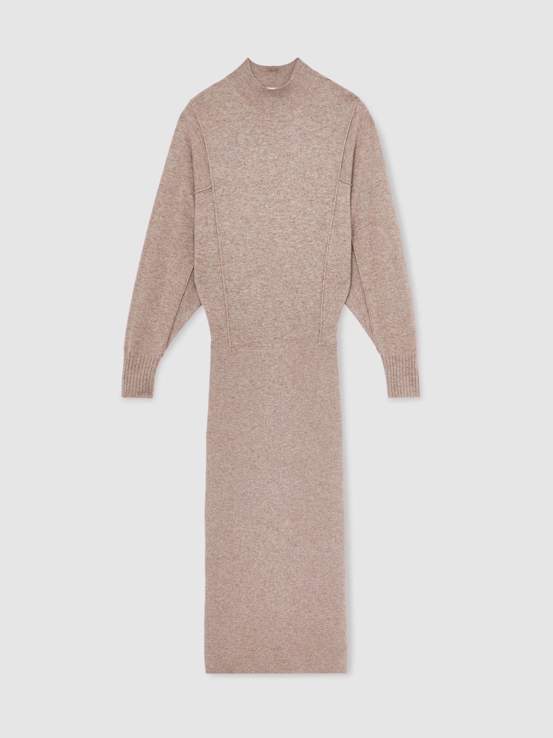 Wool-Blend High-Neck Knitted Dress with Cashmere in Neutral - image 1