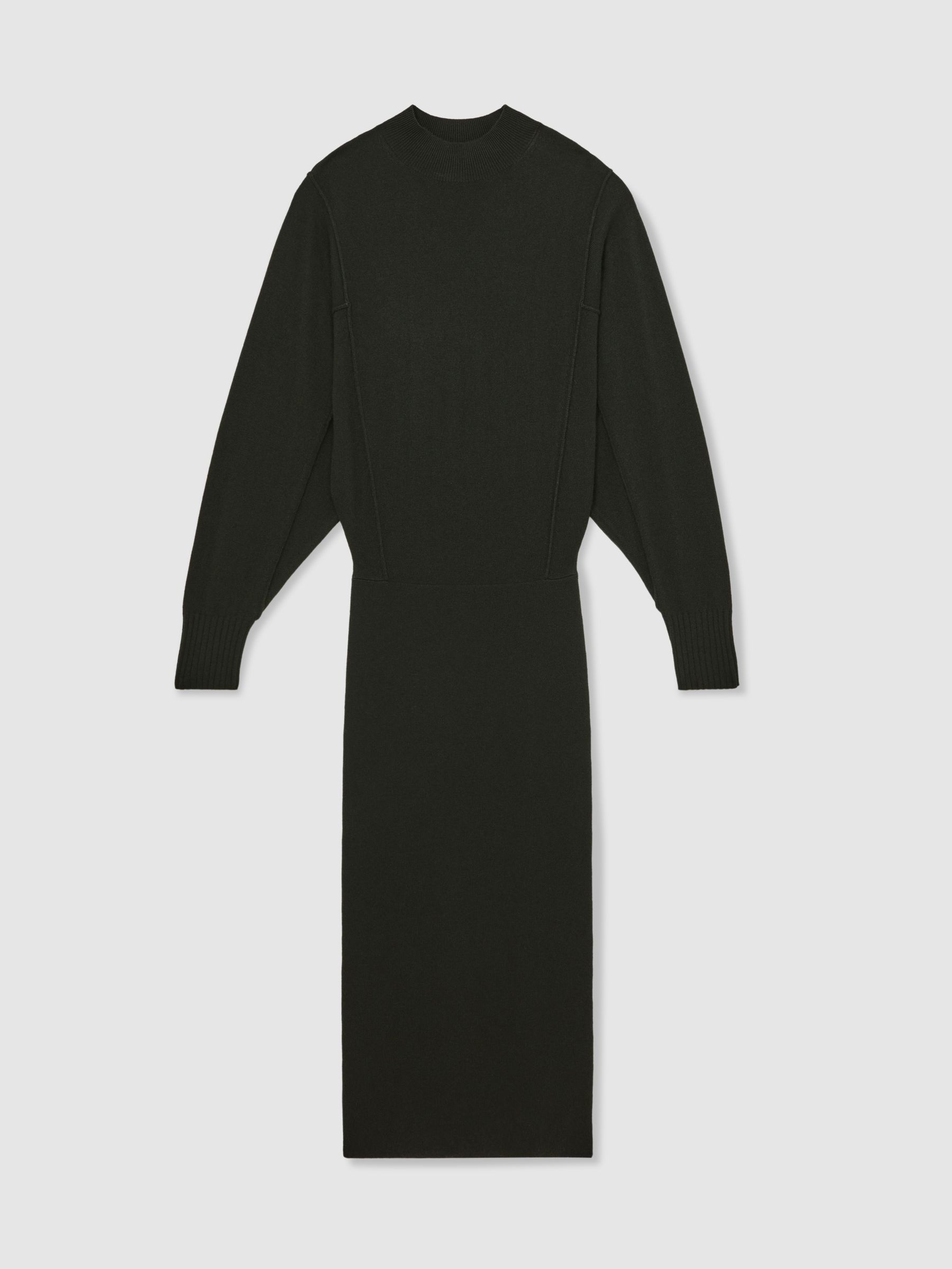 Wool-Blend High-Neck Knitted Dress with Cashmere in Dark Green - image 1