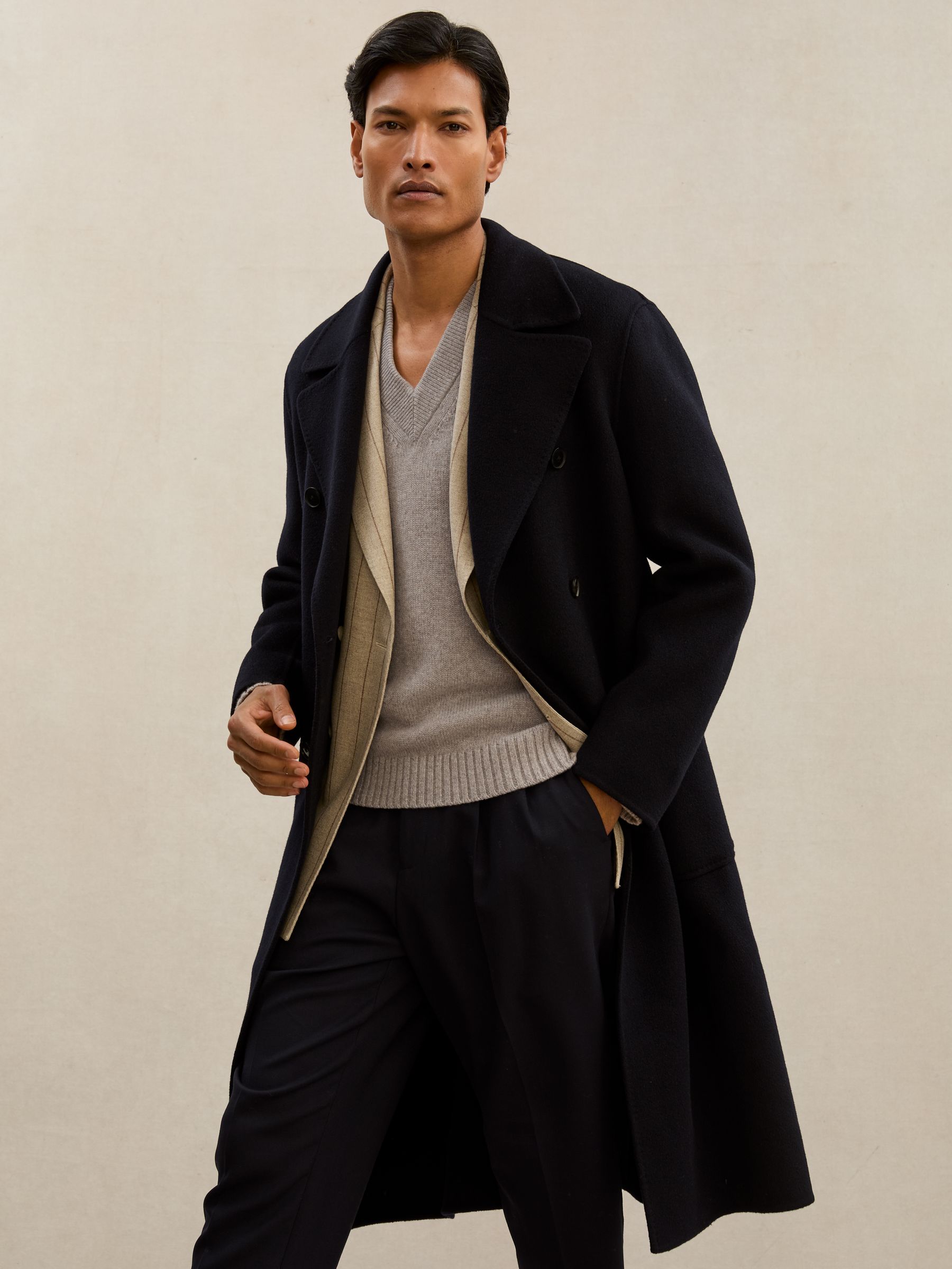 Atelier 100% Cashmere V-Neck Jumper in Heather Oatmeal - Image 3 of 6