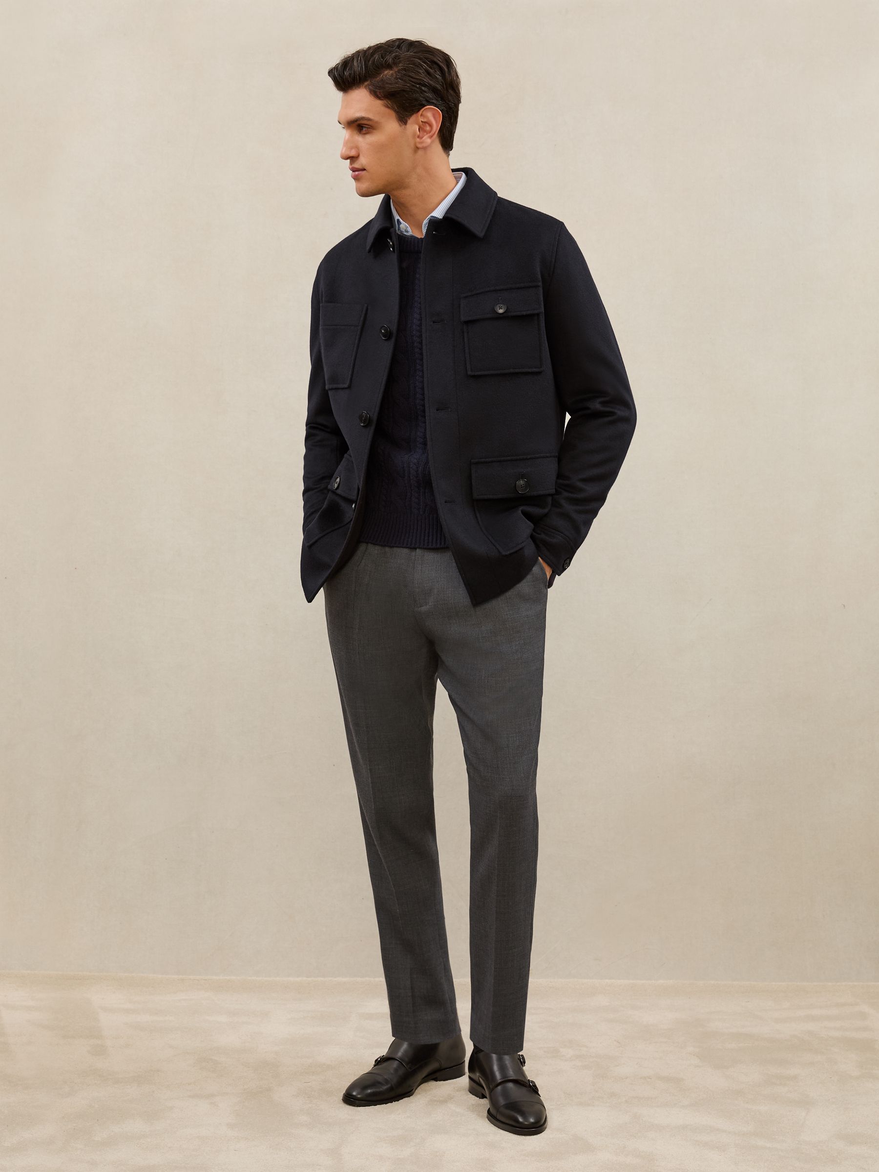 Atelier 100% Cashmere Field Jacket in Navy - Image 3 of 7