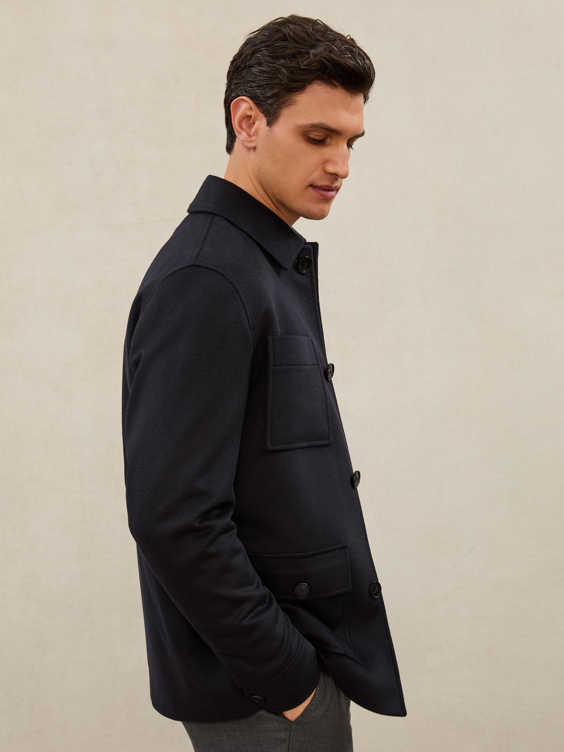Atelier 100% Cashmere Field Jacket in Navy - Image 5 of 7