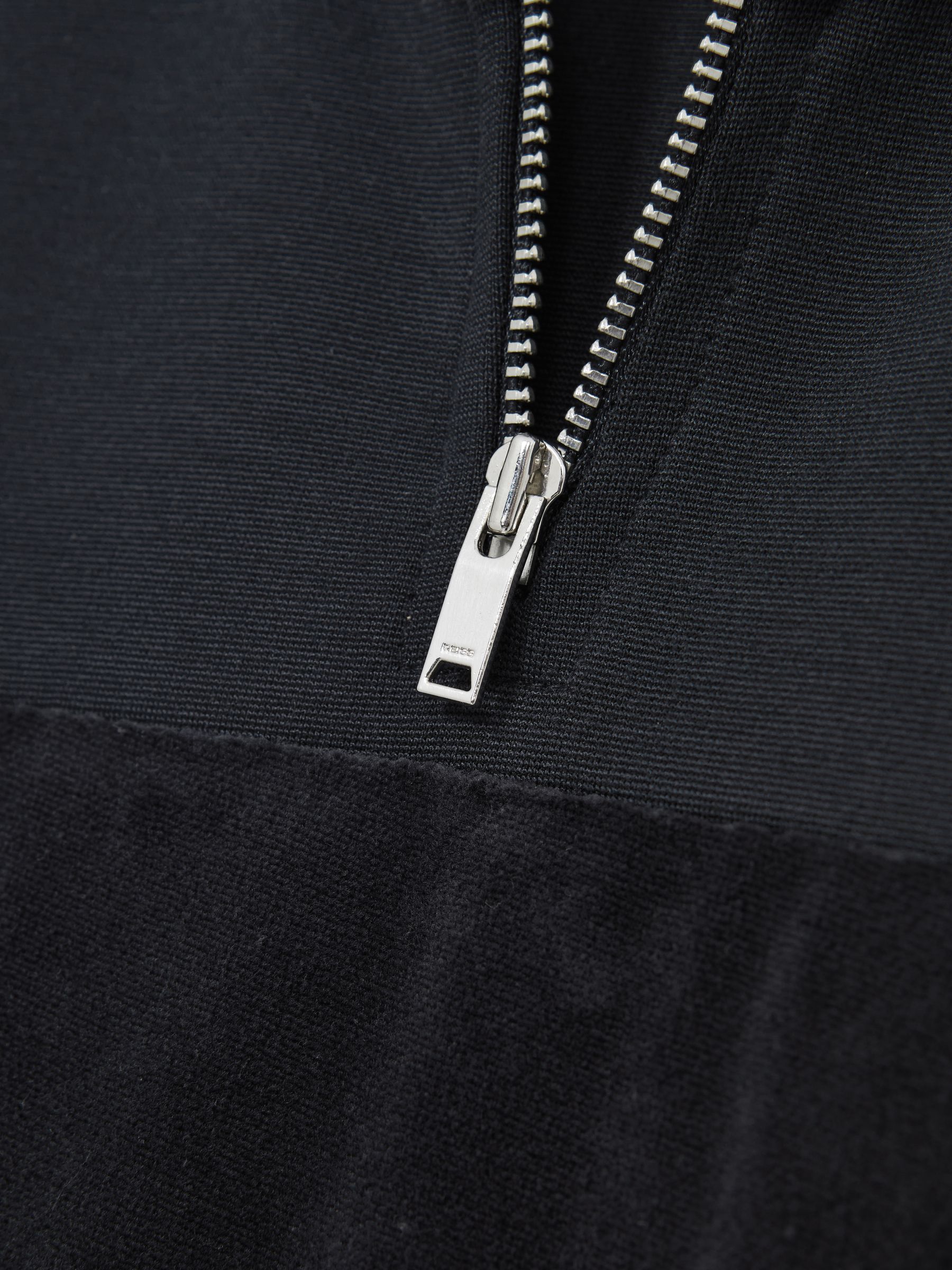 9-13 yrs Slim Fit Half-Zip Funnel Neck Velour Sweatshirt in Navy Blue - Image 4 of 4