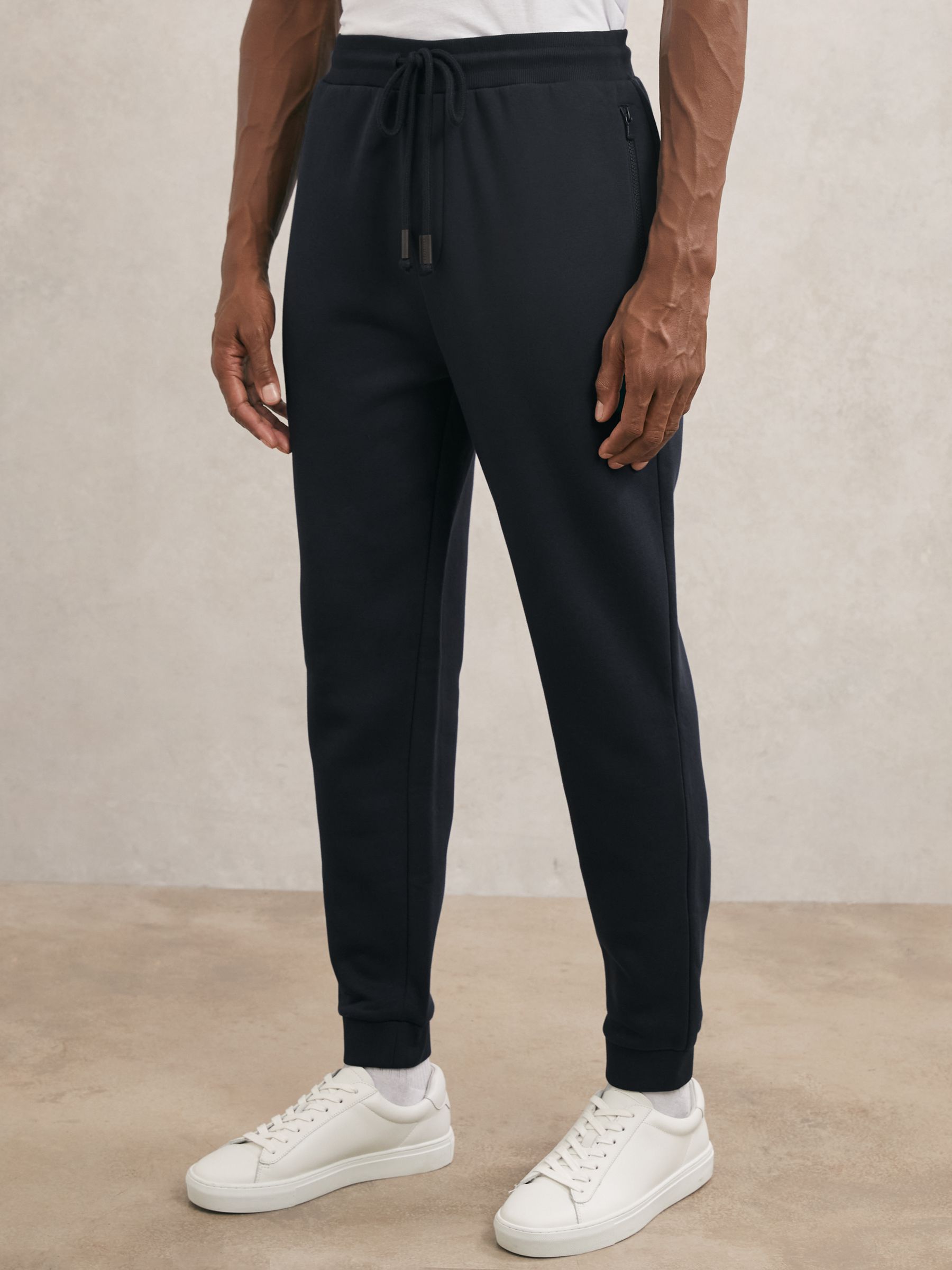 Cotton-Blend Drawstring Joggers in Navy - image 5