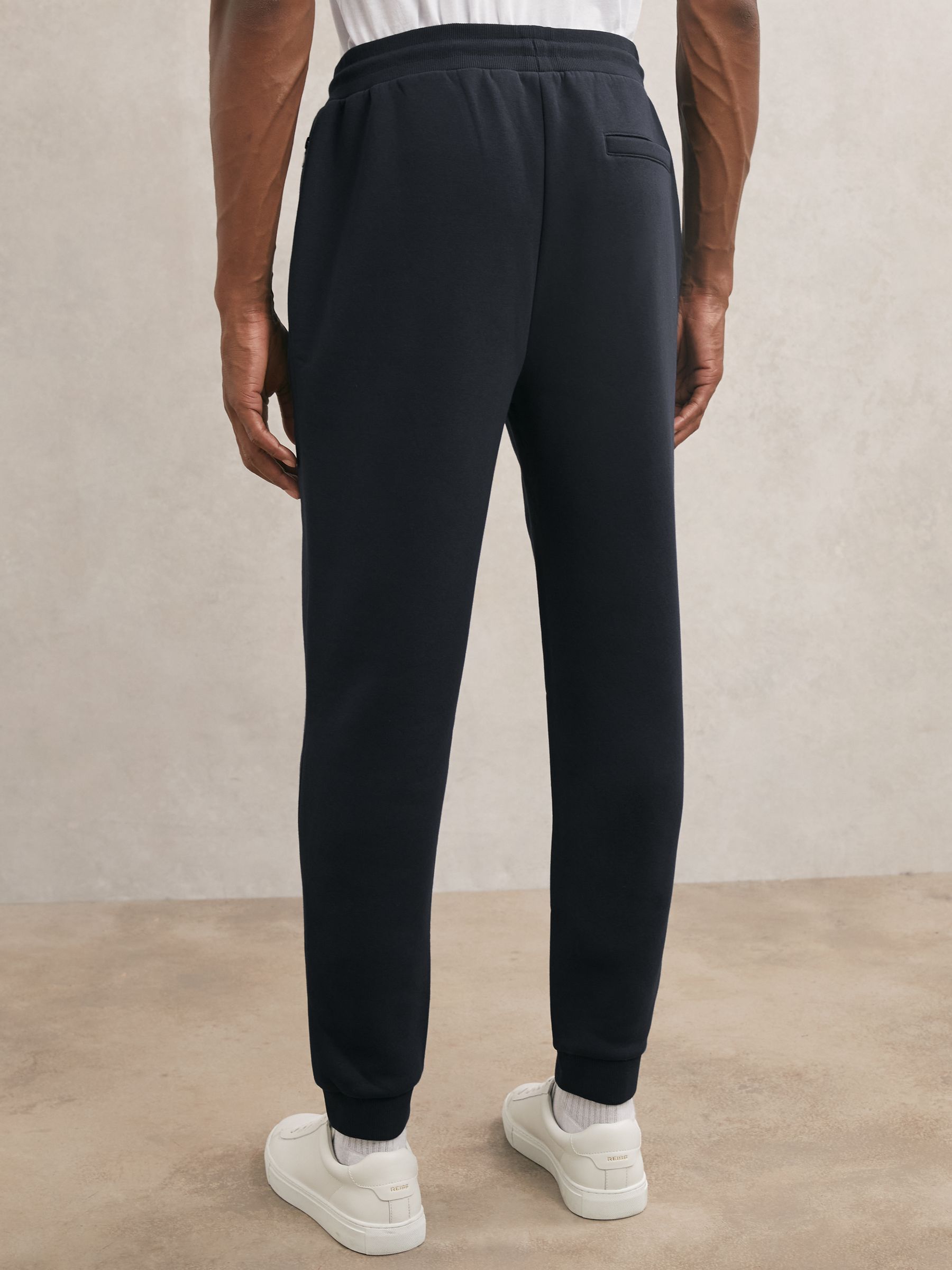 Cotton-Blend Drawstring Joggers in Navy - image 4