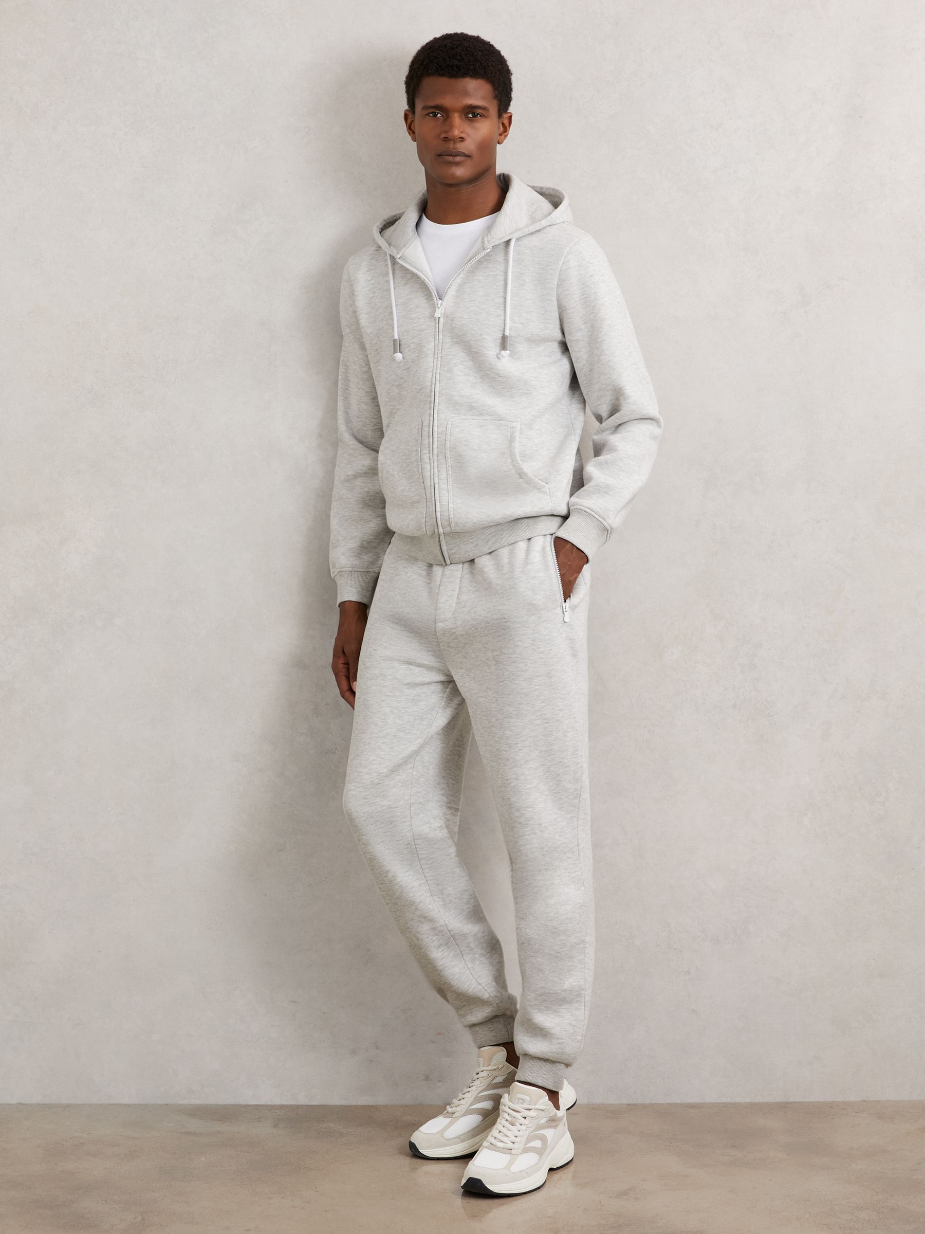 Cotton-Blend Drawstring Joggers in Grey - Image 1 of 6