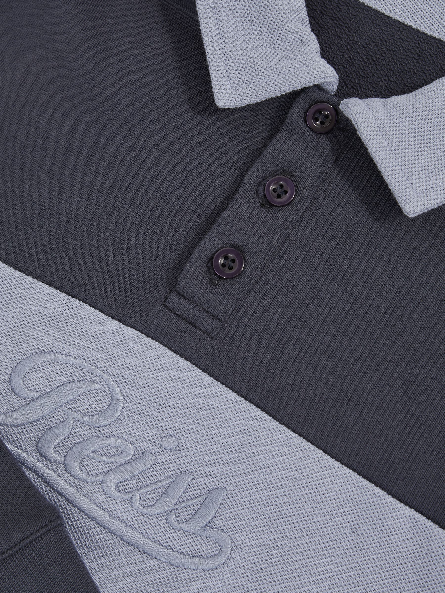 13-14 yrs Cotton Logo-Embroidery Rugby Polo Shirt in Airforce Blue/Navy Blue - Image 4 of 4