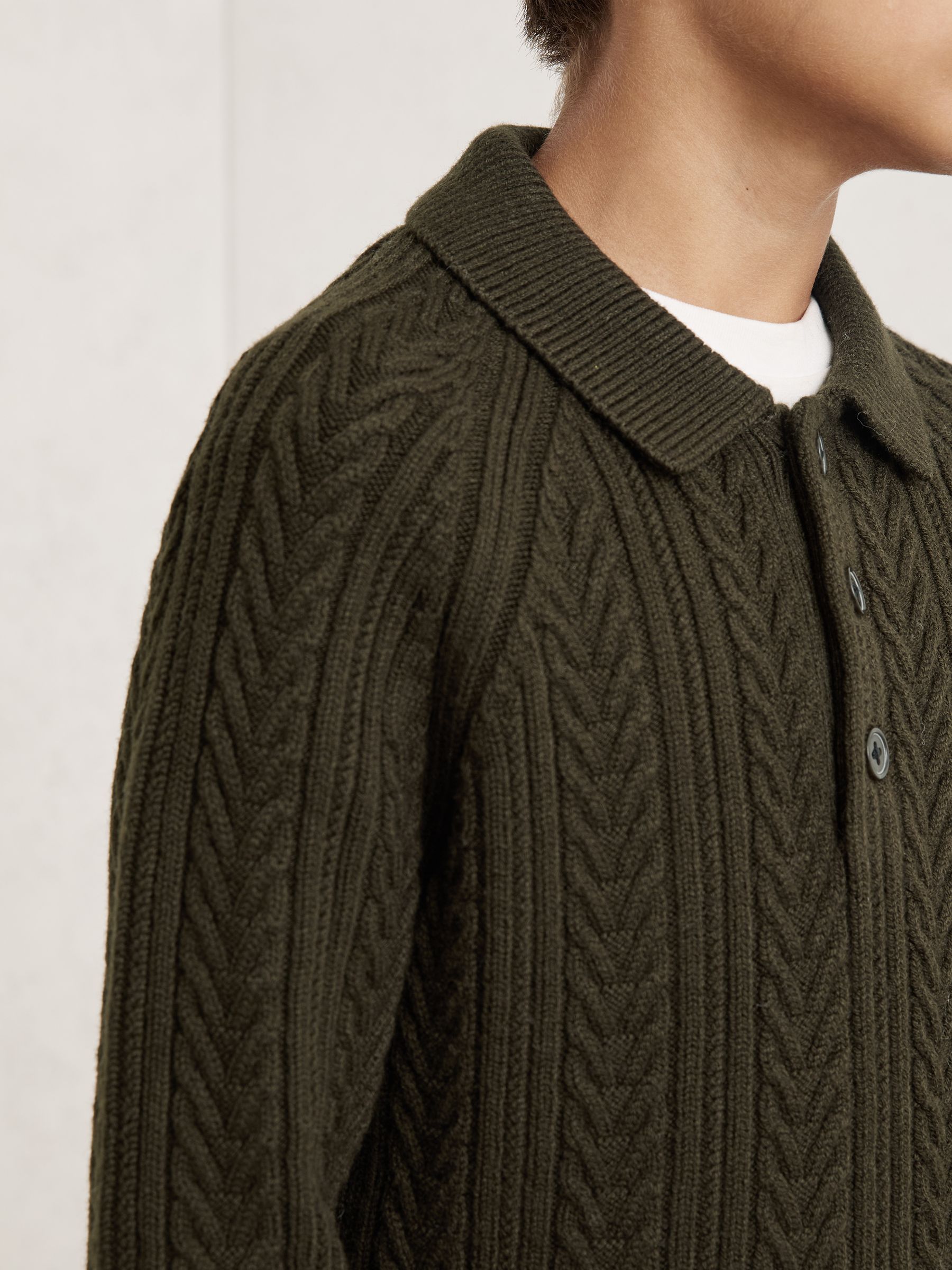 13-14 yrs Cable-Knit Jumper With Wool in Dark Green - Image 3 of 4