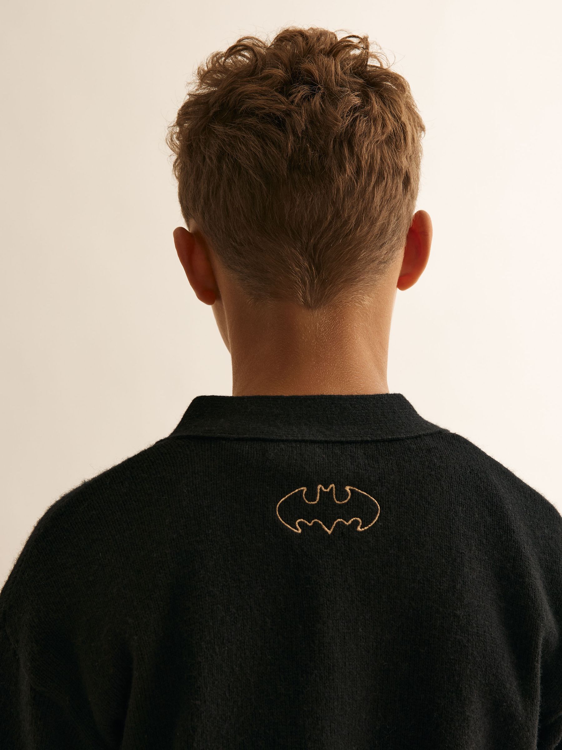9-13 yrs Batman | Reiss Badge Cardigan in Black - Image 4 of 5