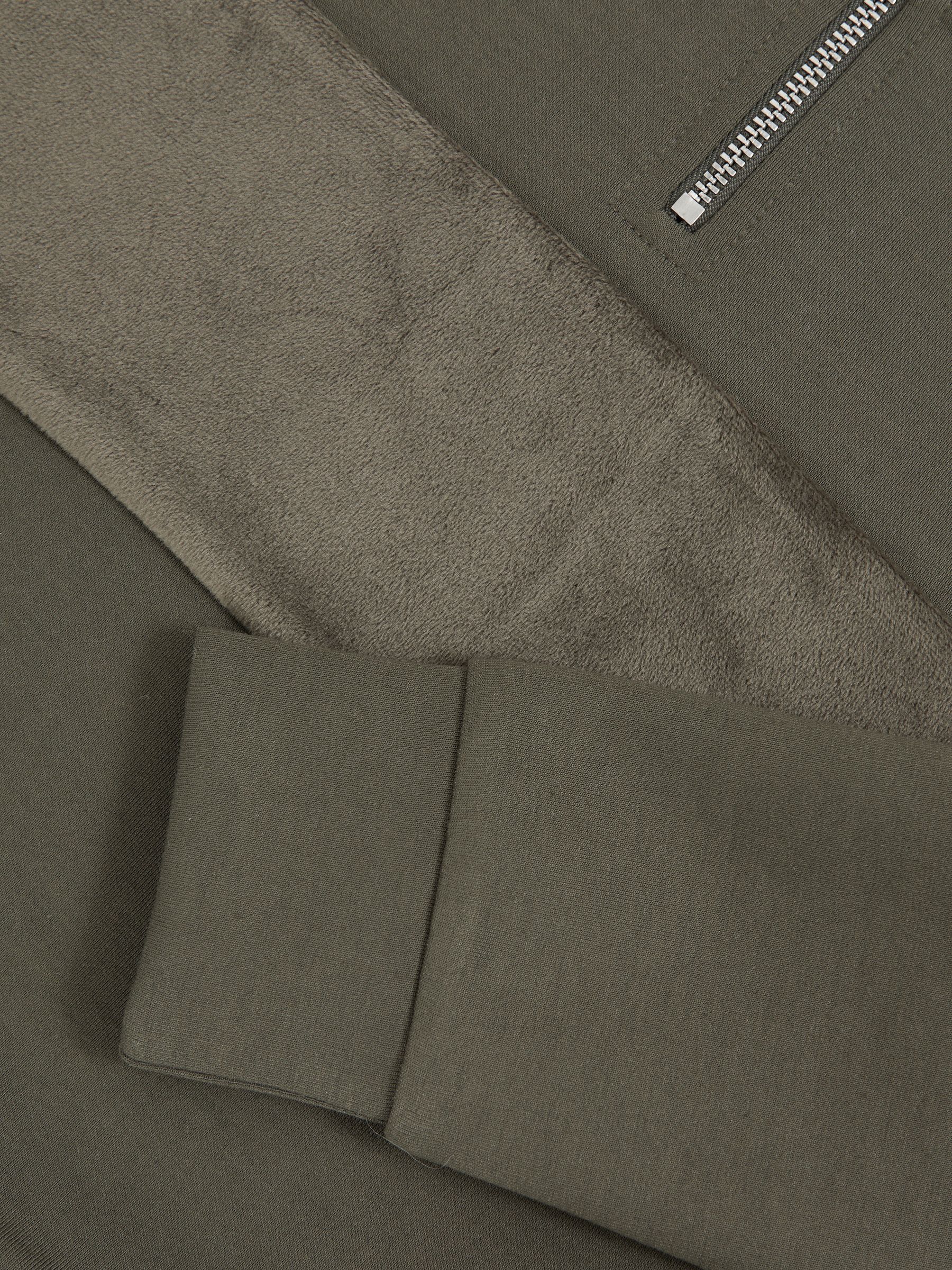 3-9 yrs Slim Fit Half-Zip Funnel Neck Velour Sweatshirt in Dark Sage Green - Image 4 of 4