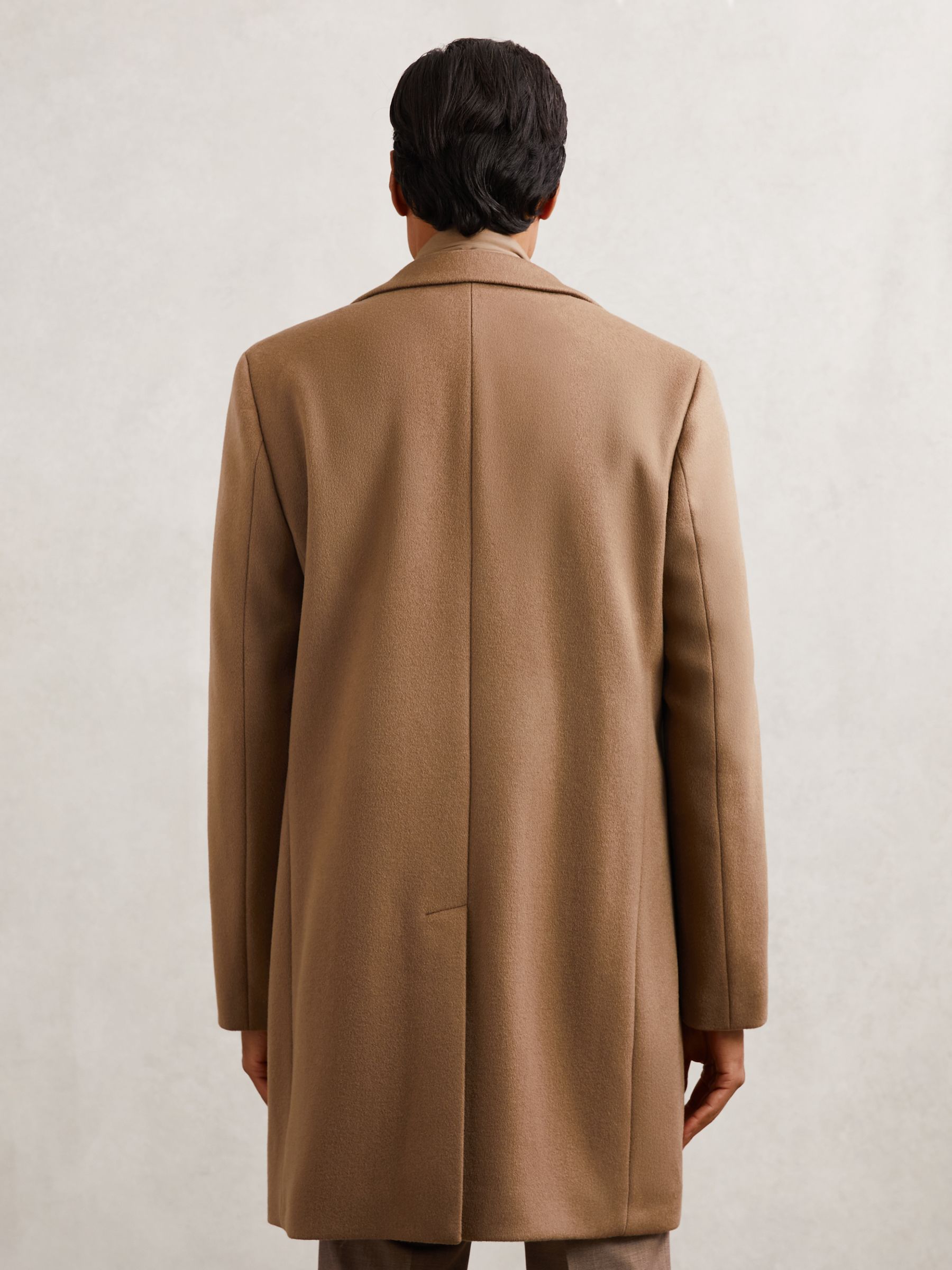 Wool-Blend Internal-Gilet Overcoat in Light Brown - Image 5 of 8