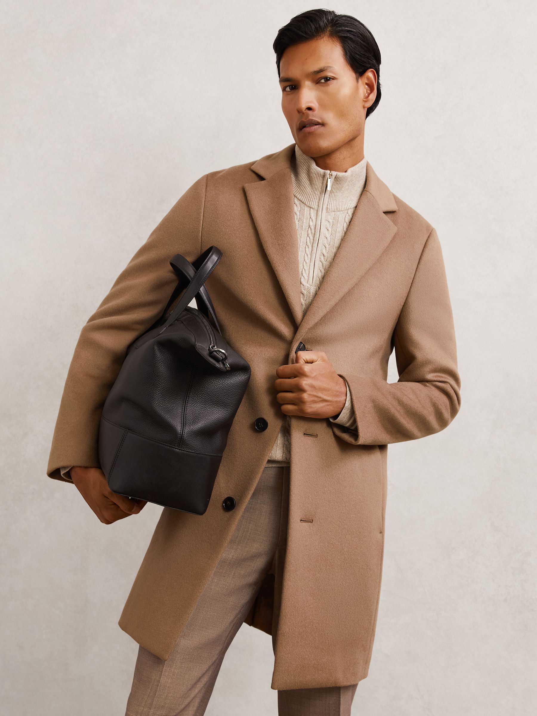Wool-Blend Internal-Gilet Overcoat in Light Brown - image 5