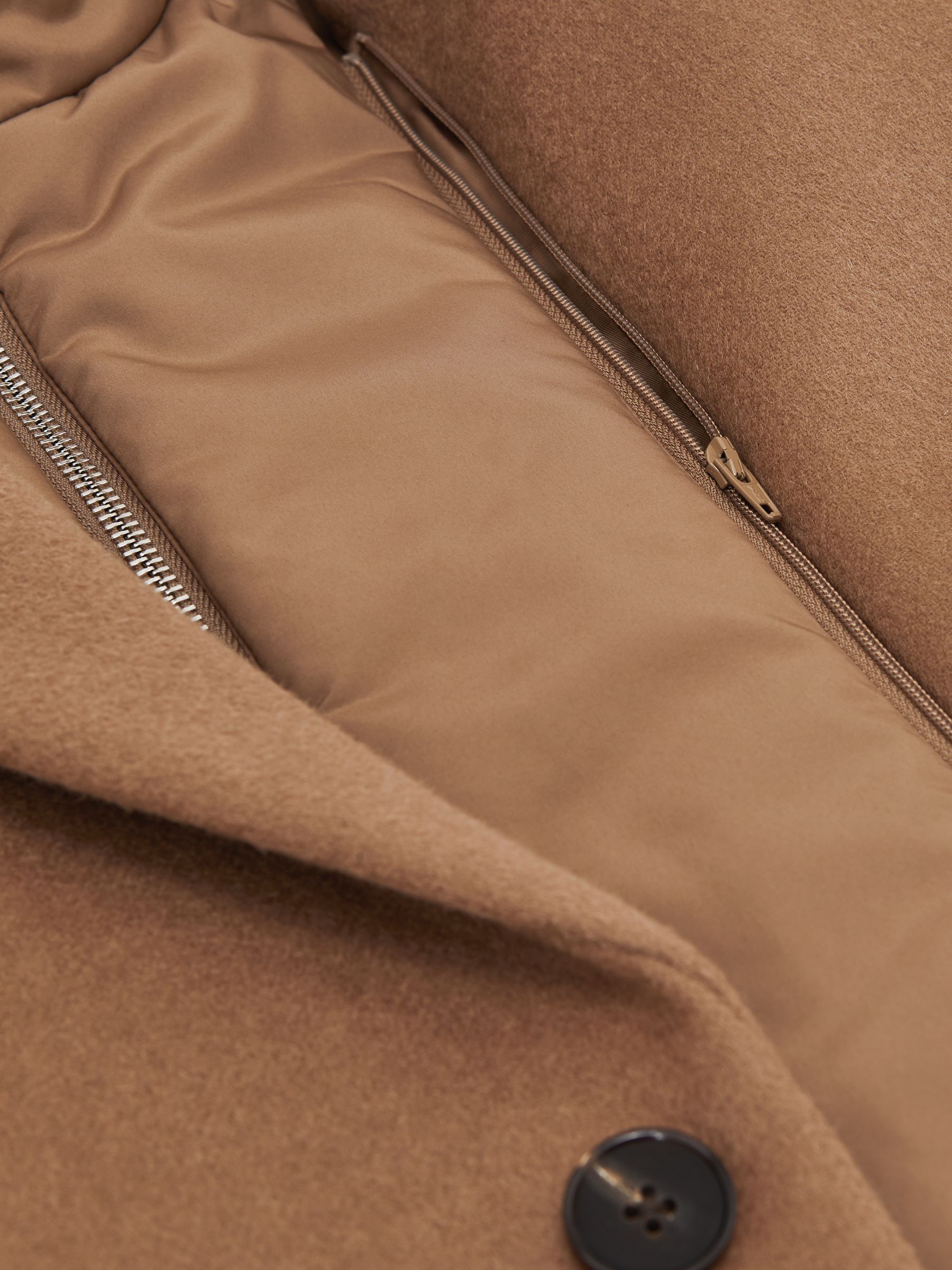 Wool-Blend Internal-Gilet Overcoat in Light Brown - Image 8 of 8