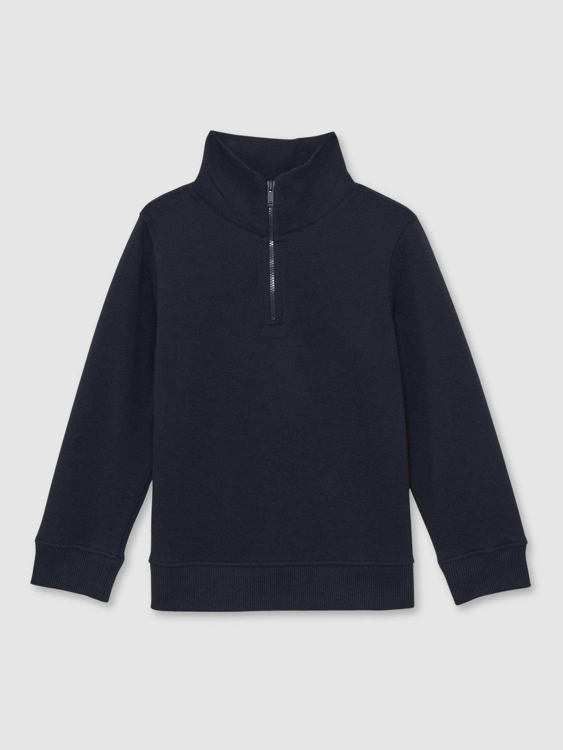 3-9 yrs Textured Half-Zip Sweatshirt with Cotton in Navy - Image 2 of 4
