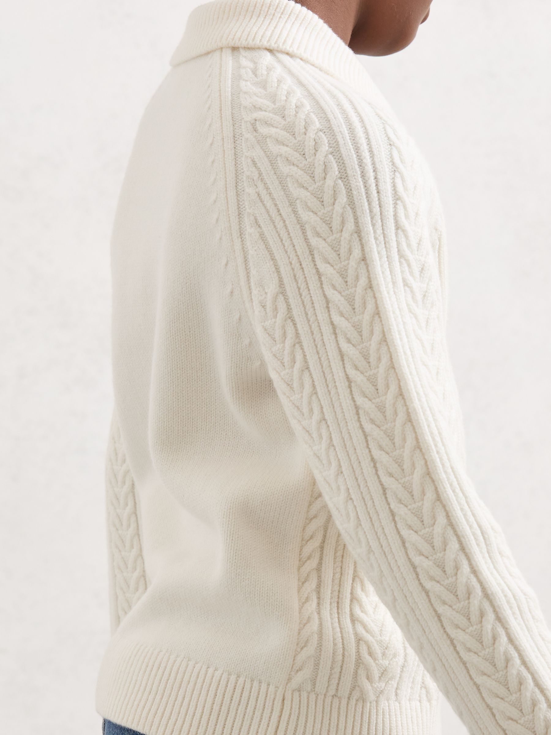 9-13 yrs Cable-Knit Jumper With Wool in Off White - Image 4 of 5