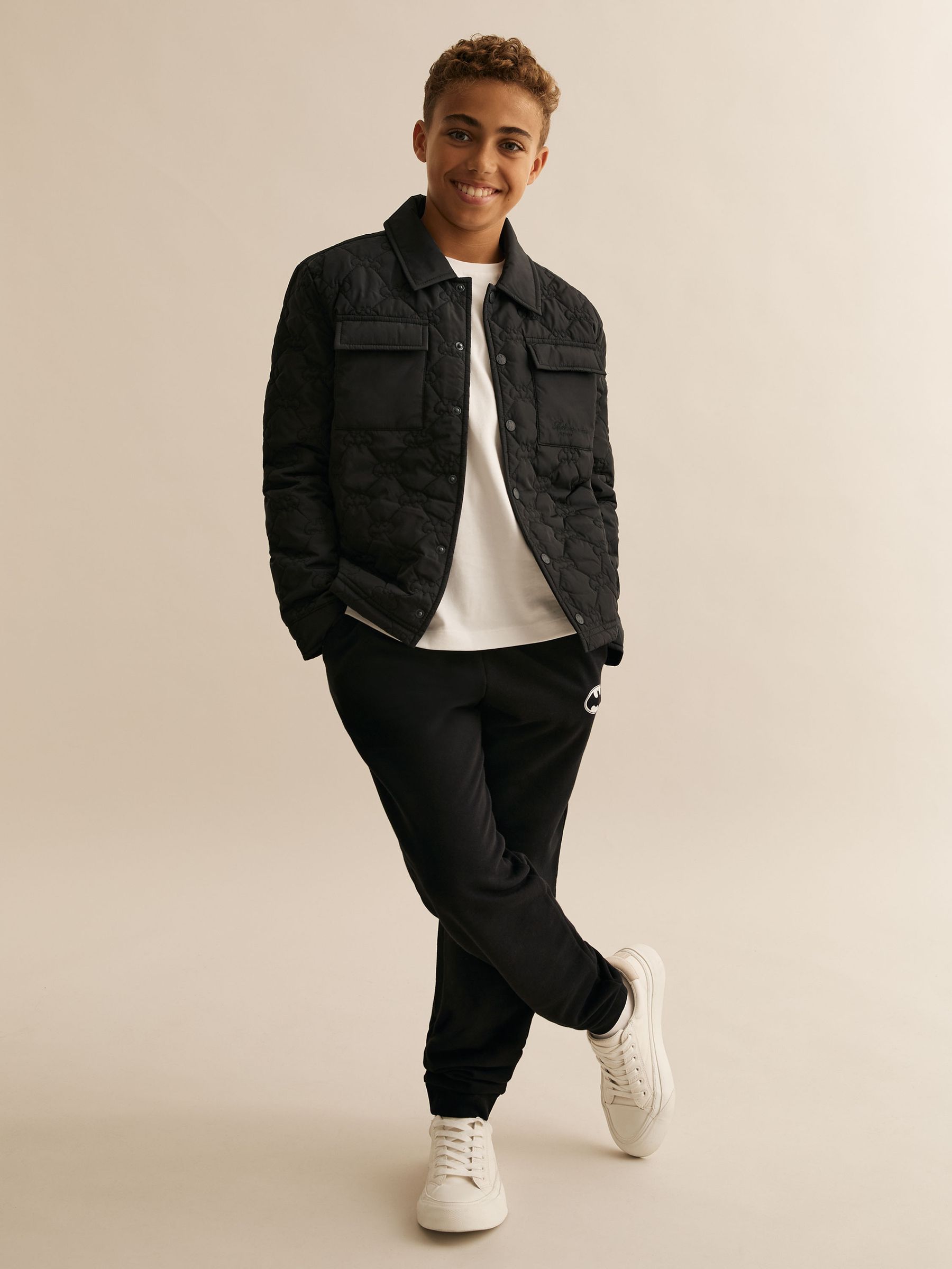 13-14 yrs Batman | Reiss Quilted Jacket in Black - Image 2 of 5 13-14 yrs Batman | Reiss Quilted Jacket in Black - Image 2 of 5