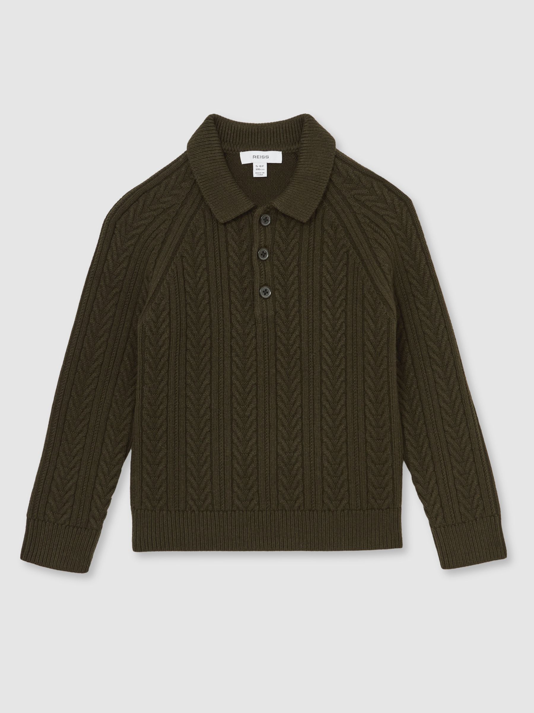 9-13 yrs Cable-Knit Jumper With Wool in Dark Green - Image 2 of 4