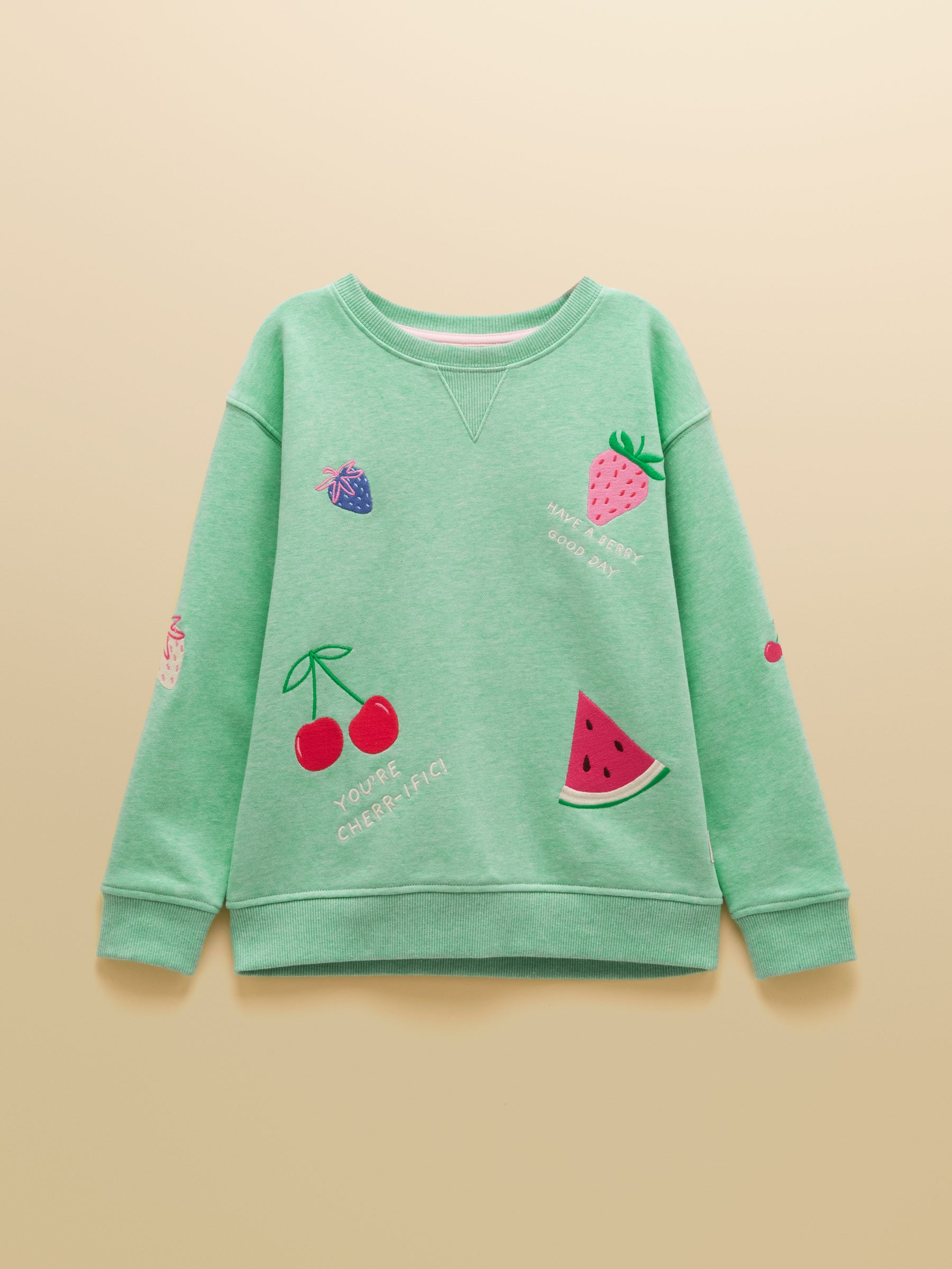 Girls' Summerdays Green Embroideries Crew Neck Sweatshirt - Image 1 of 5