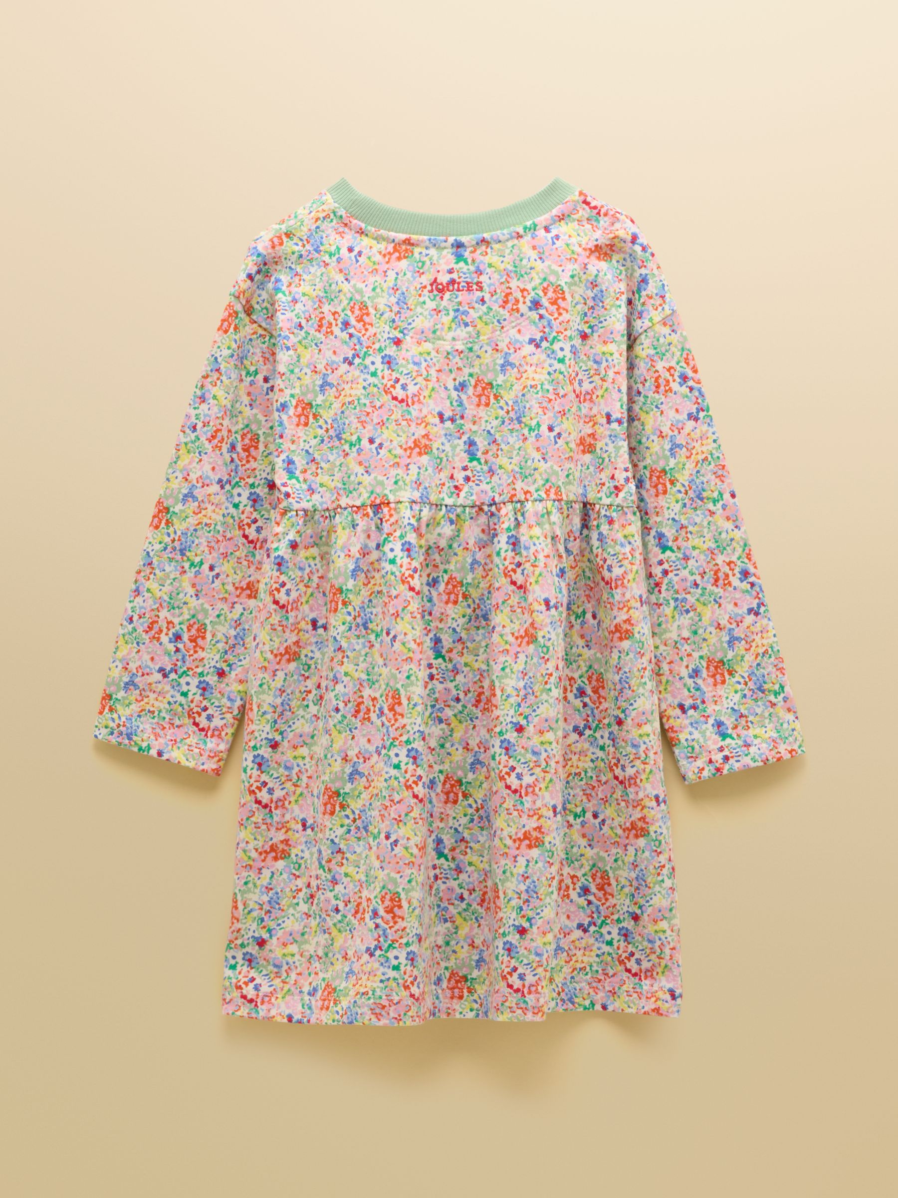 Girls' Emma Cream Ditsy Long Sleeve Sweater Dress - Image 2 of 5
