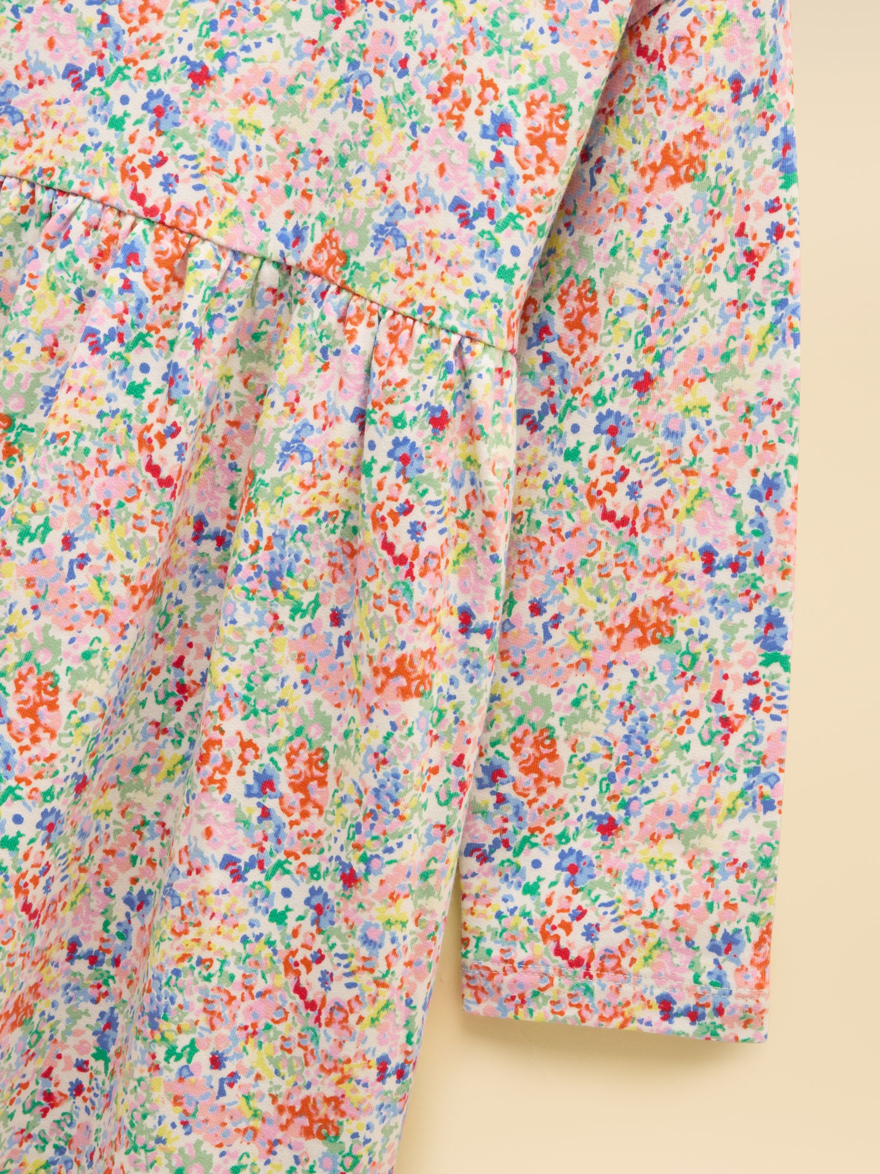 Girls' Emma Cream Ditsy Long Sleeve Sweater Dress - Image 3 of 5