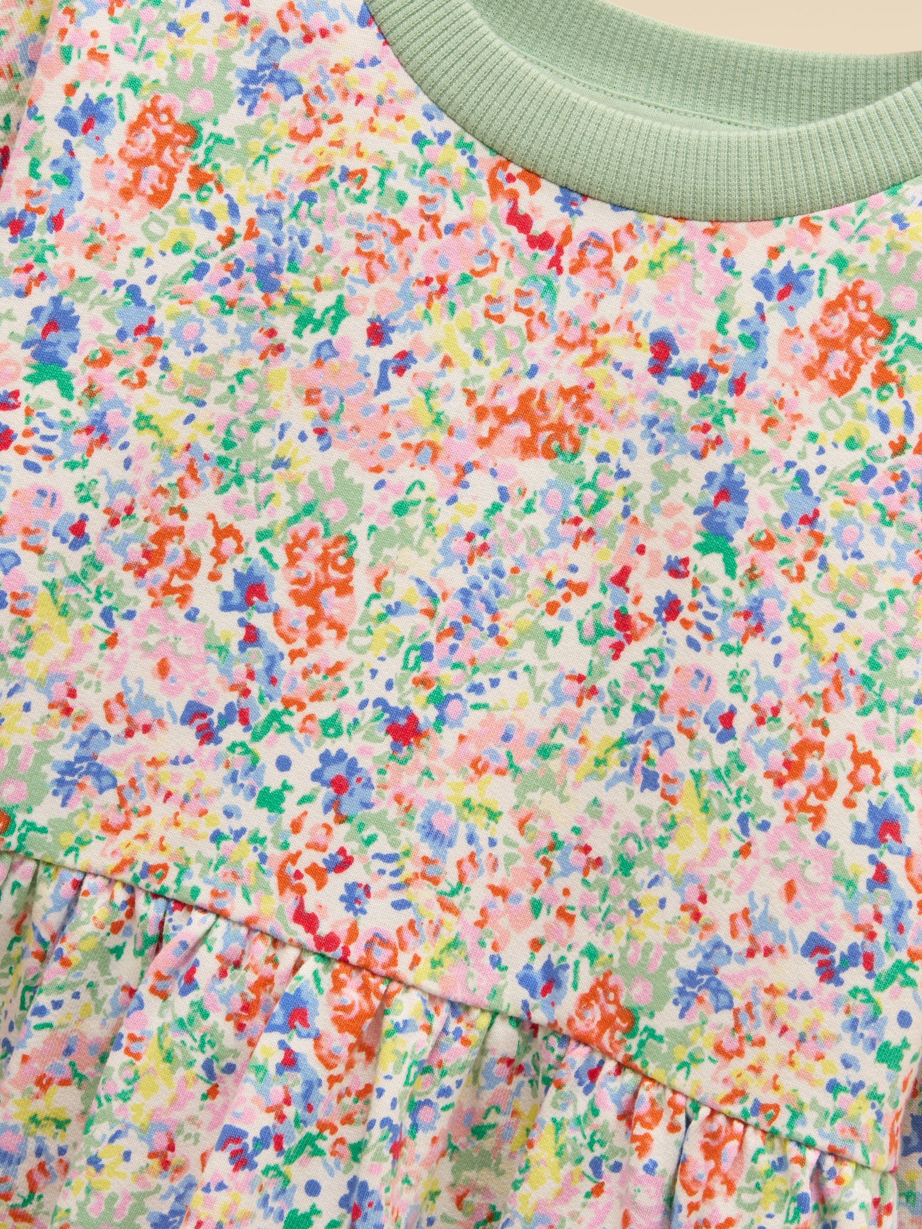 Girls' Emma Cream Ditsy Long Sleeve Sweater Dress - Image 4 of 5