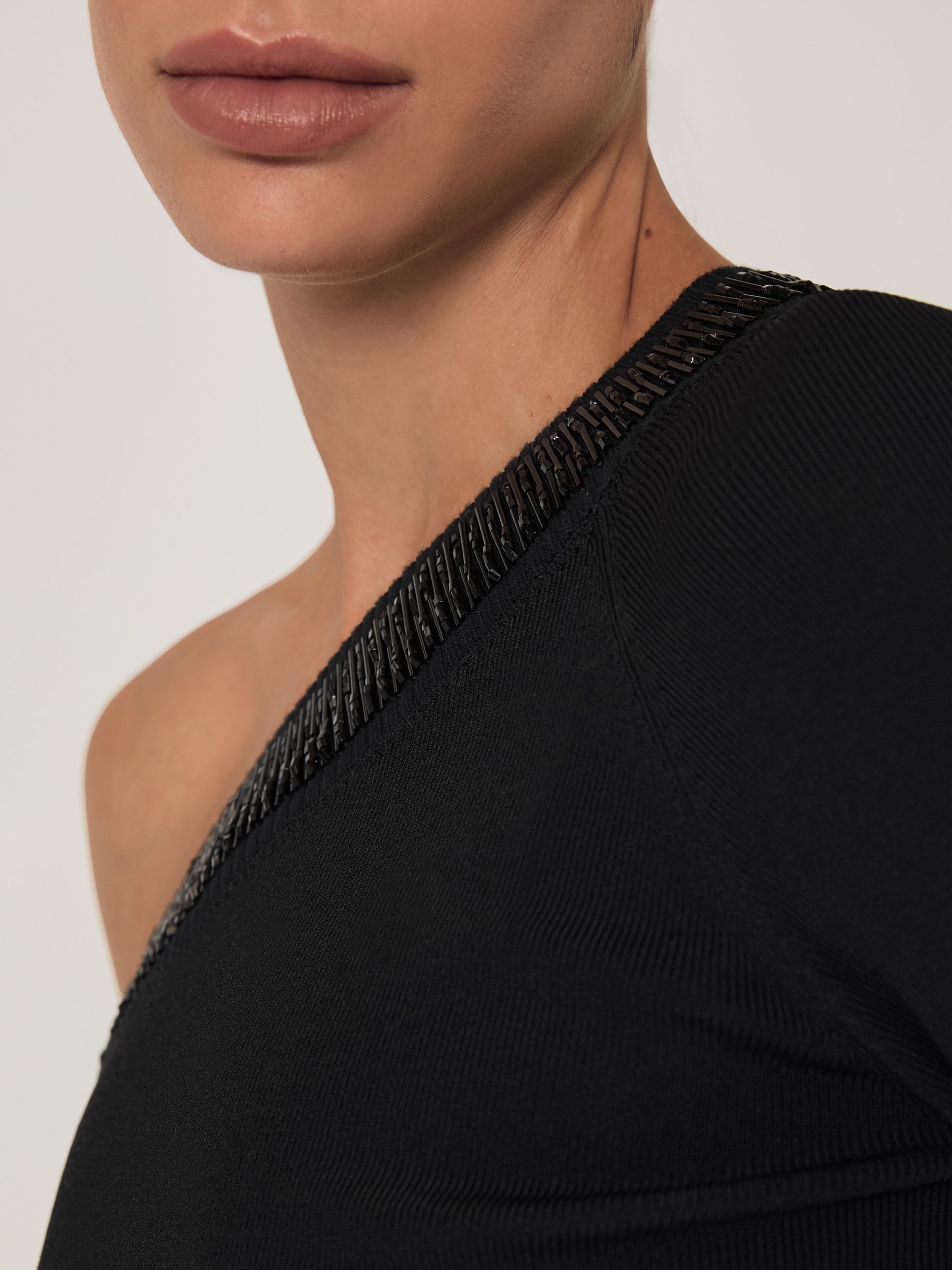 Bead-Detail Off-Shoulder Knit Top in Black - Image 4 of 7