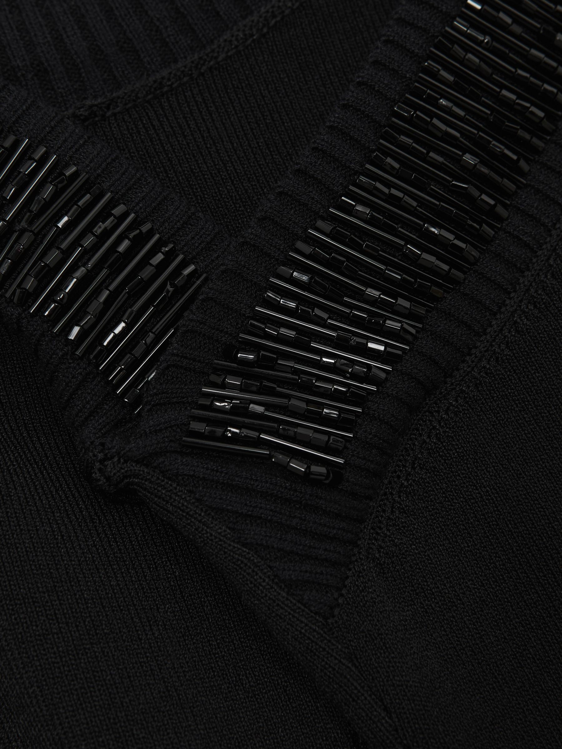 Bead-Detail Off-Shoulder Knit Top in Black - image 3