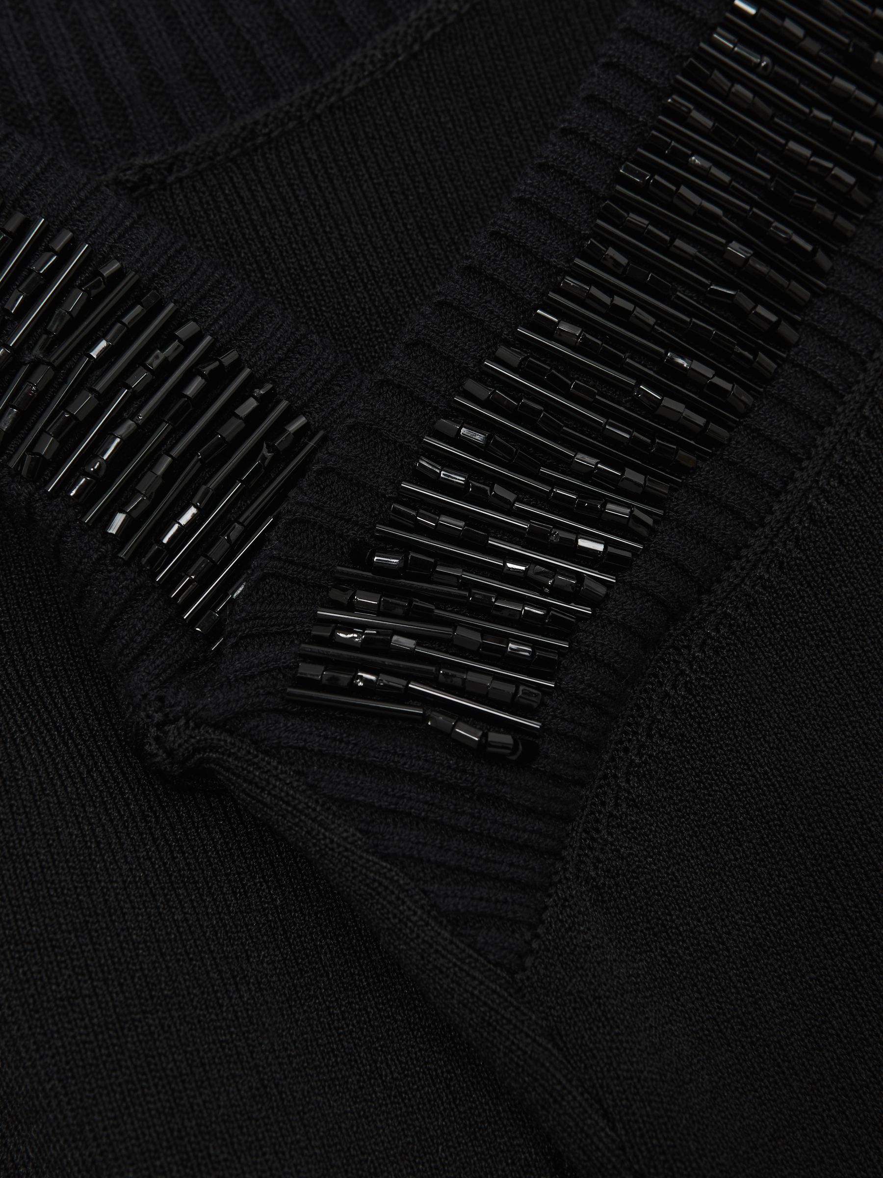 Bead-Detail Off-Shoulder Knit Top in Black - Image 7 of 7