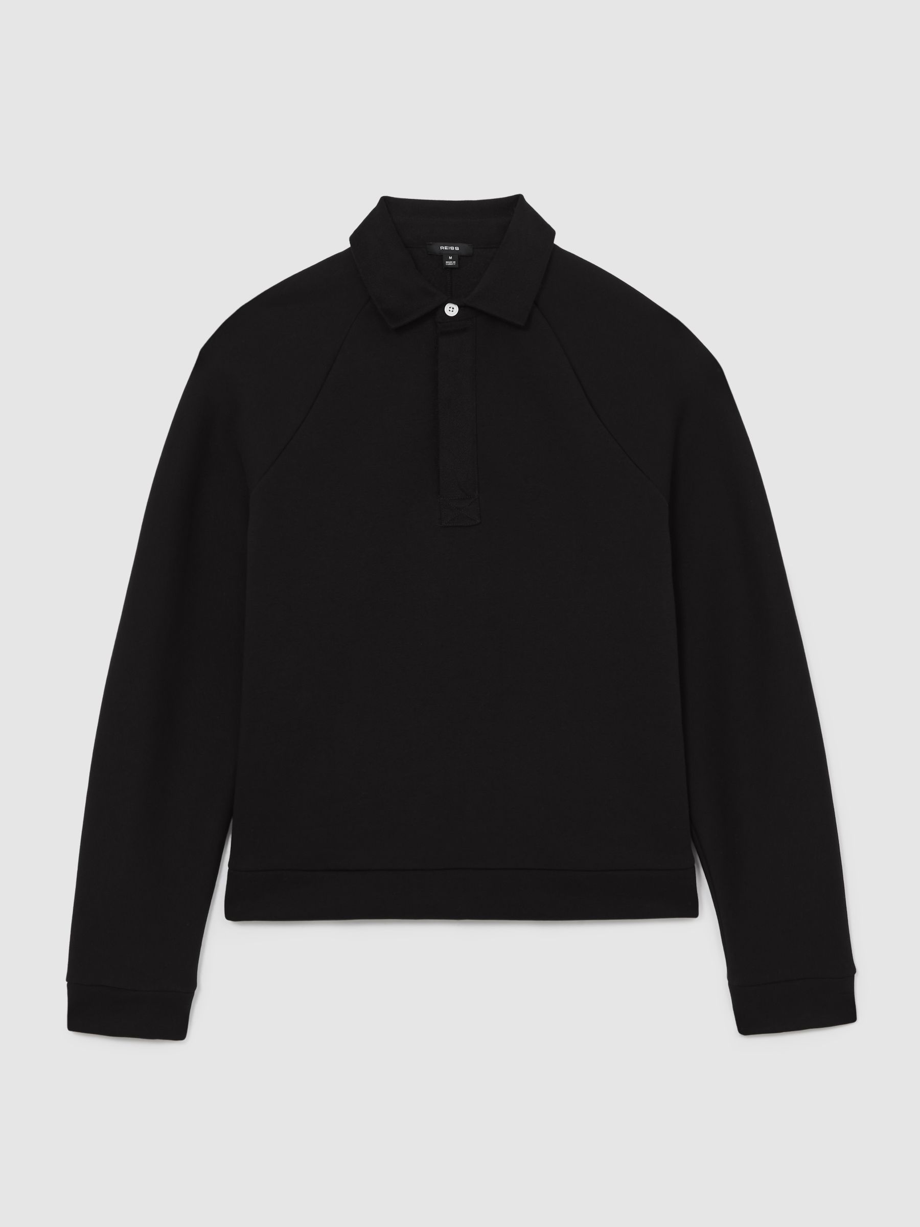 Cotton-Blend Fleece-Back Polo Shirt in Black - Image 2 of 6