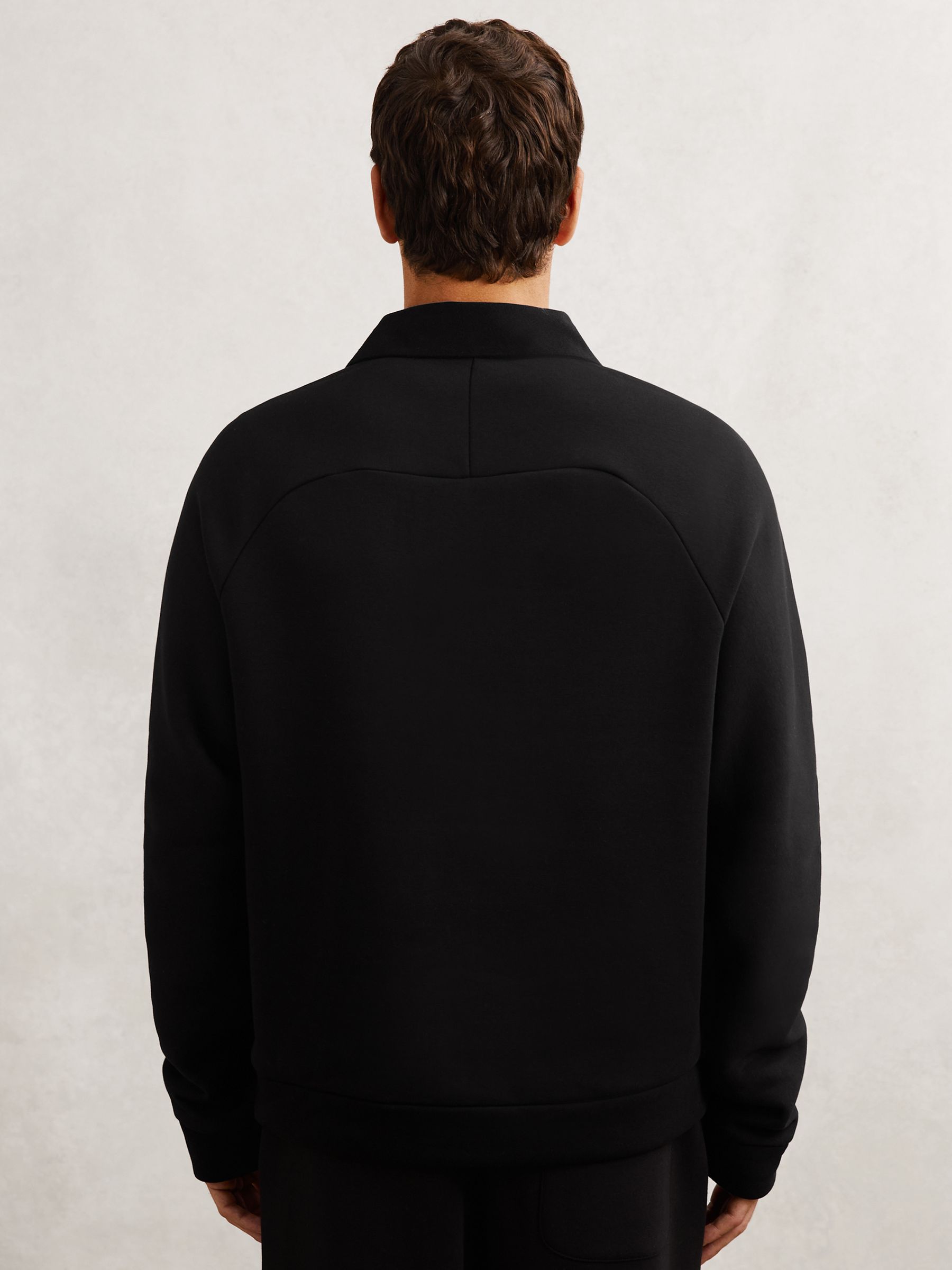 Cotton-Blend Fleece-Back Polo Shirt in Black - image 3